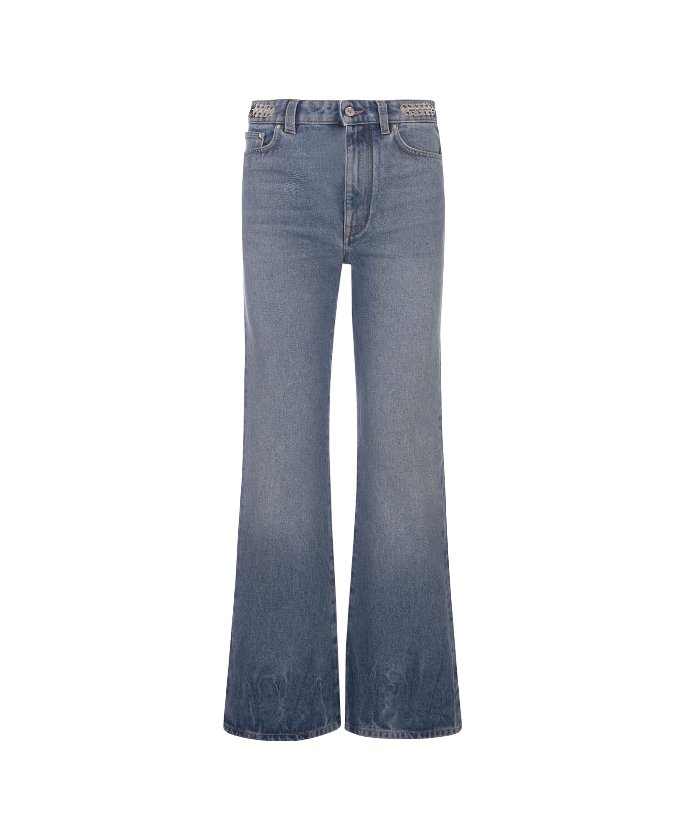 Paco Rabanne Denim Flared Jeans With Medals - Blue