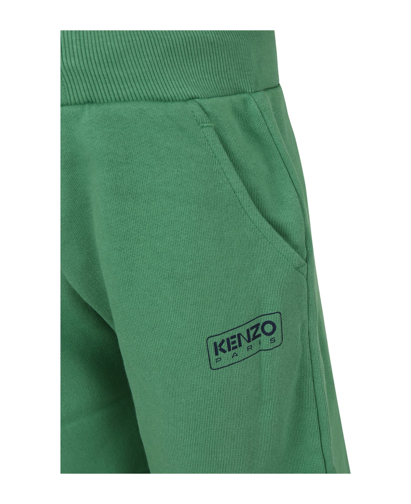 Kenzo Kids Green Shorts For Boy With Logo Print - F Menta Verde