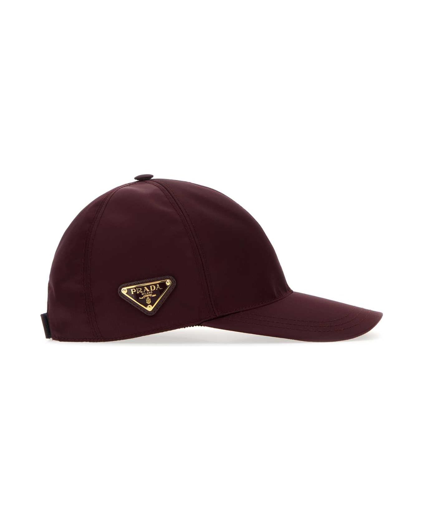Prada Burgundy Re-nylon Baseball Cap - BORDEAUX 1