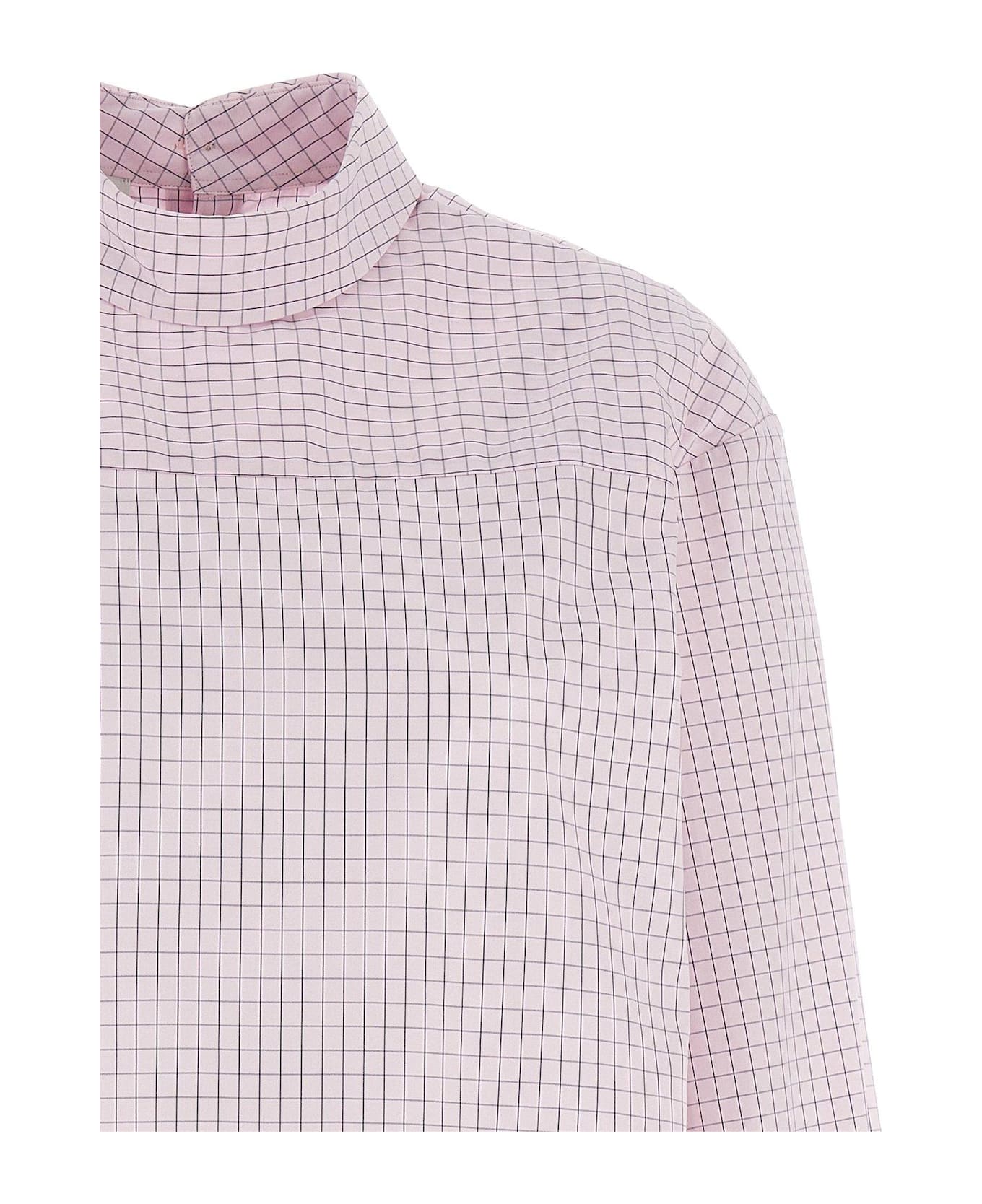 Dries Van Noten Grid Mock-neck Long-sleeve Shirt - PINK
