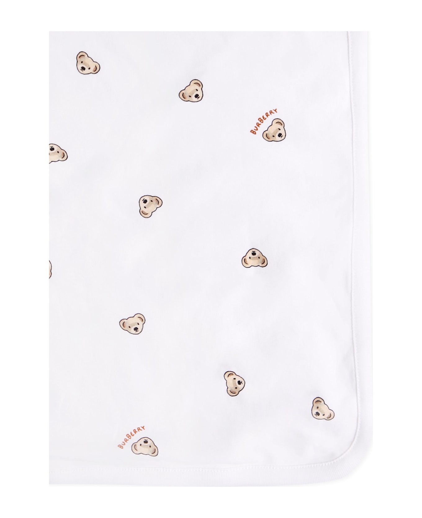 Burberry White Blanket For Babykids With Teddy Bear - White