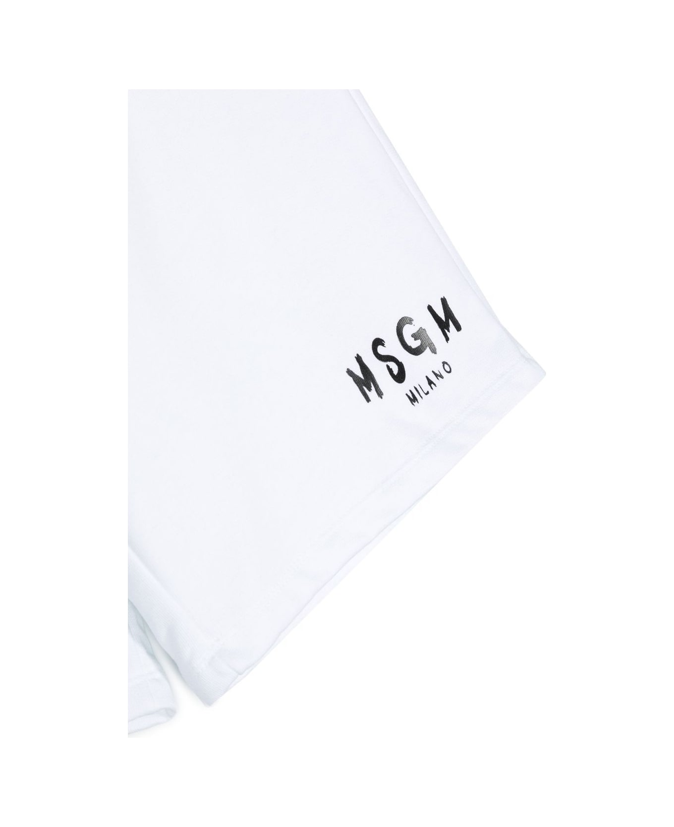 MSGM Shorts Bianco Con Logo Nero - White