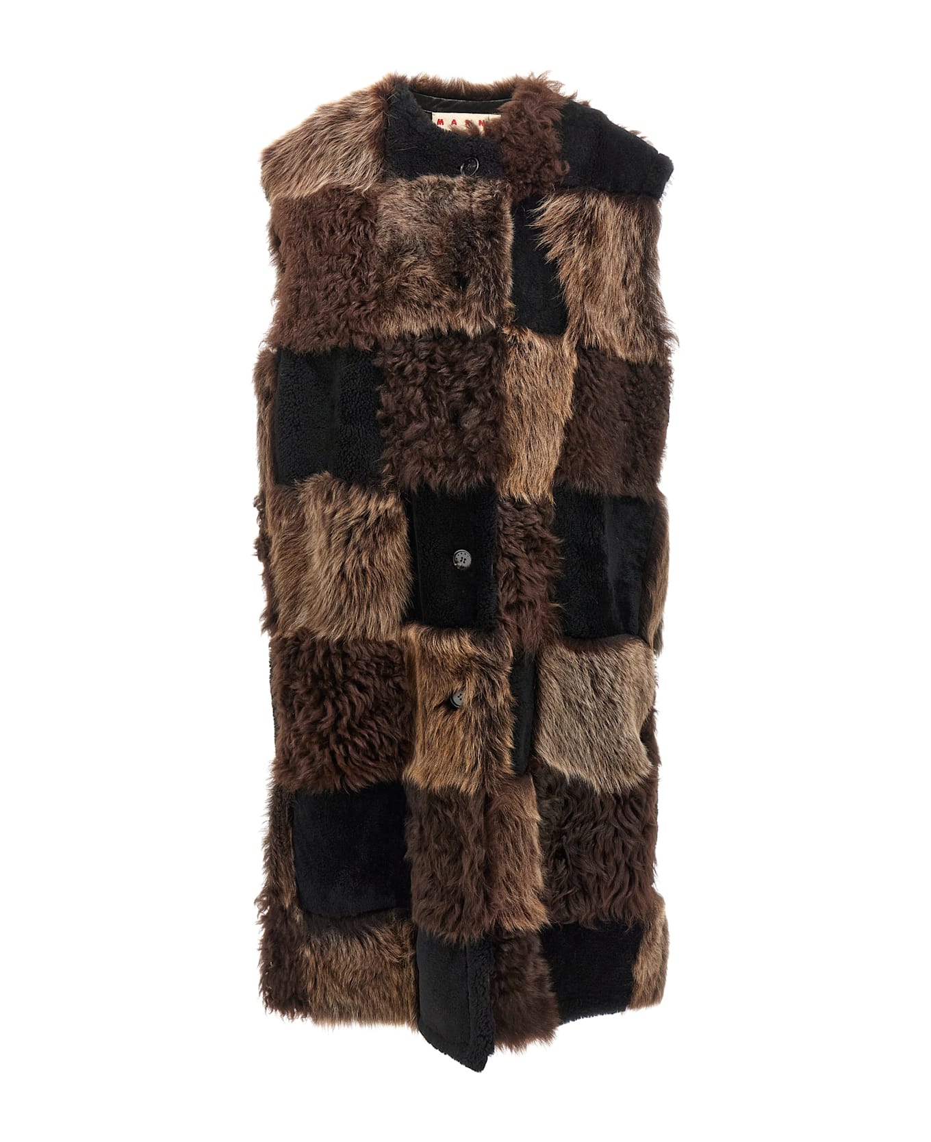 Marni Long Shearling Vest - Brown