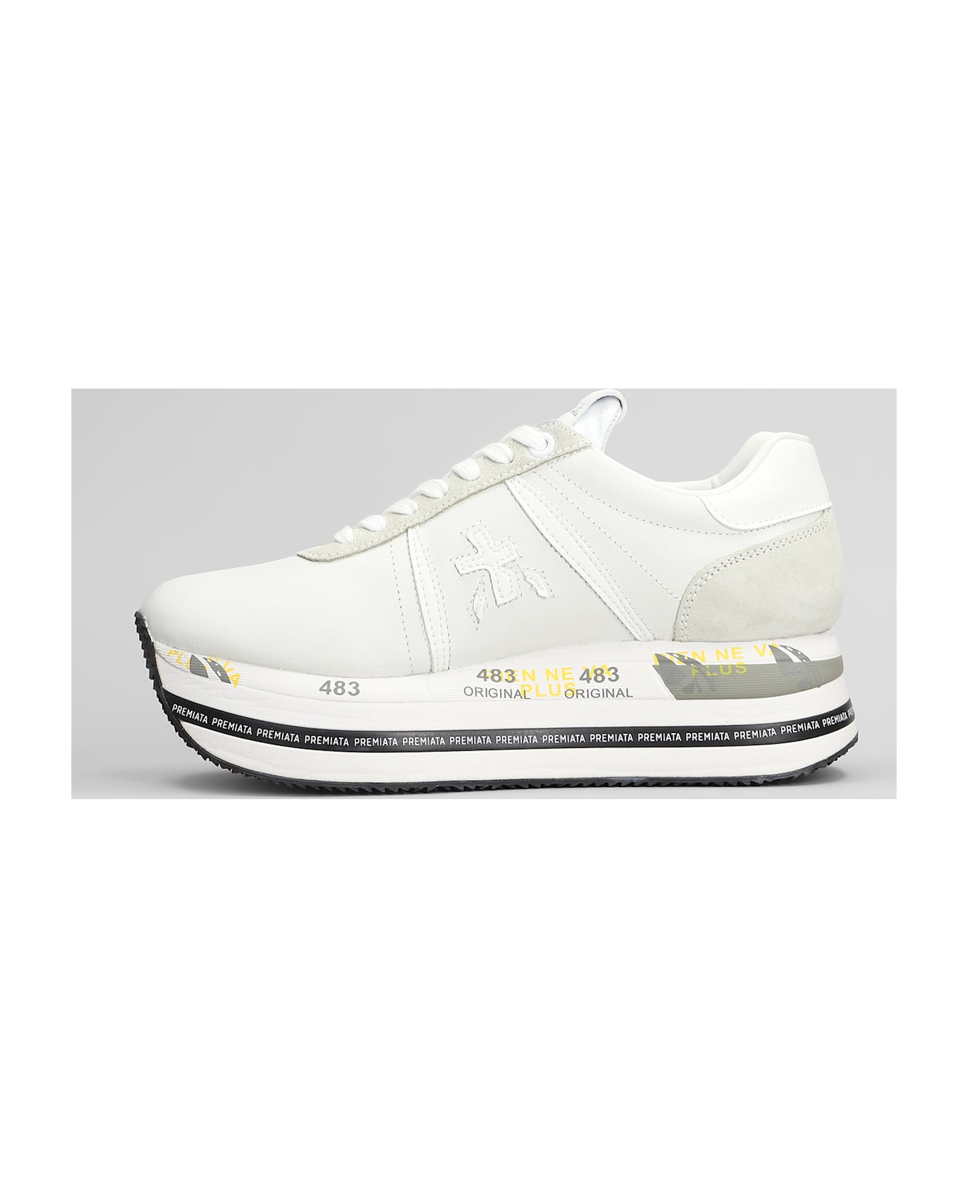 Premiata Beth Sneakers In White Suede And Leather - white