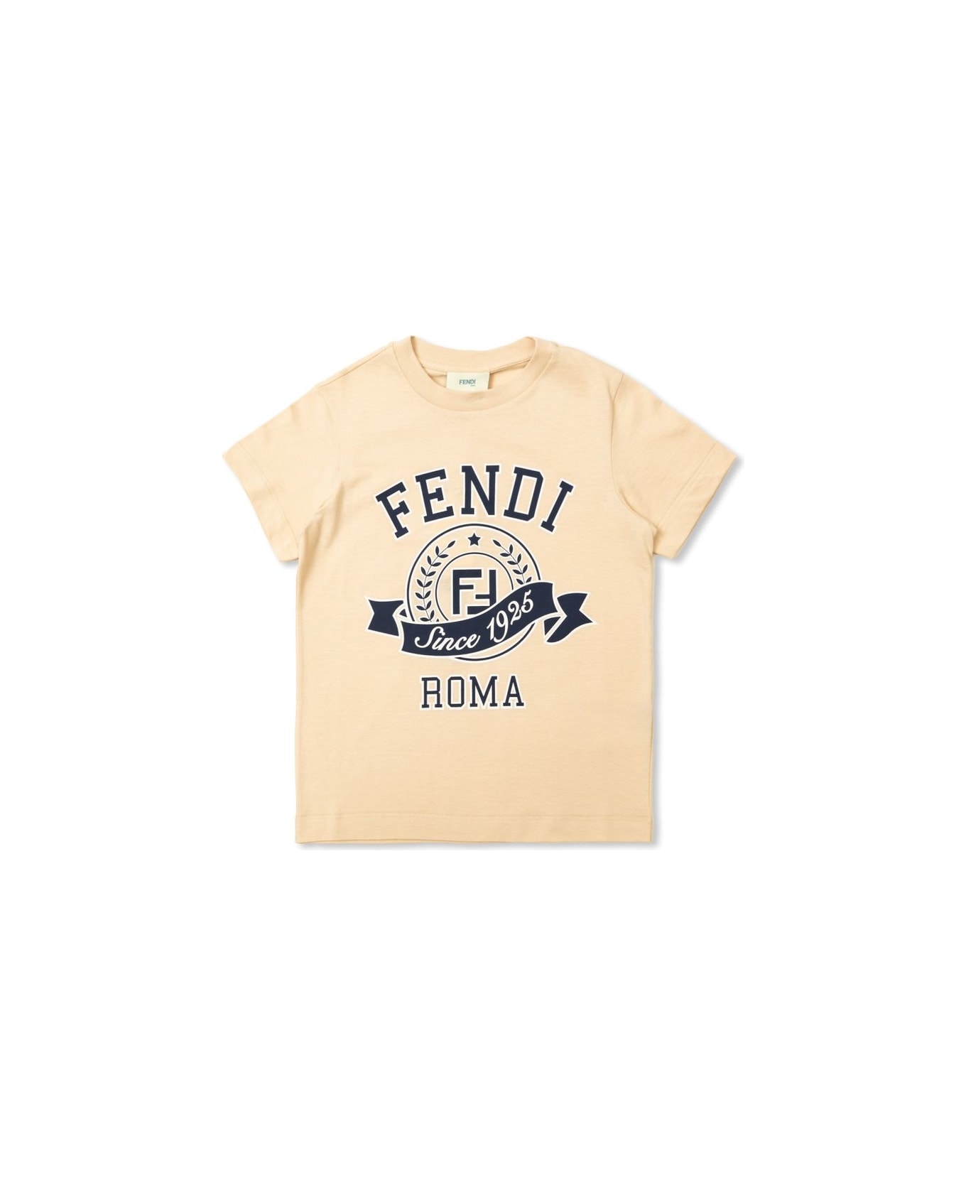 Fendi Logo Printed Crewneck T-shirt - Linen Tシャツ＆ポロシャツ