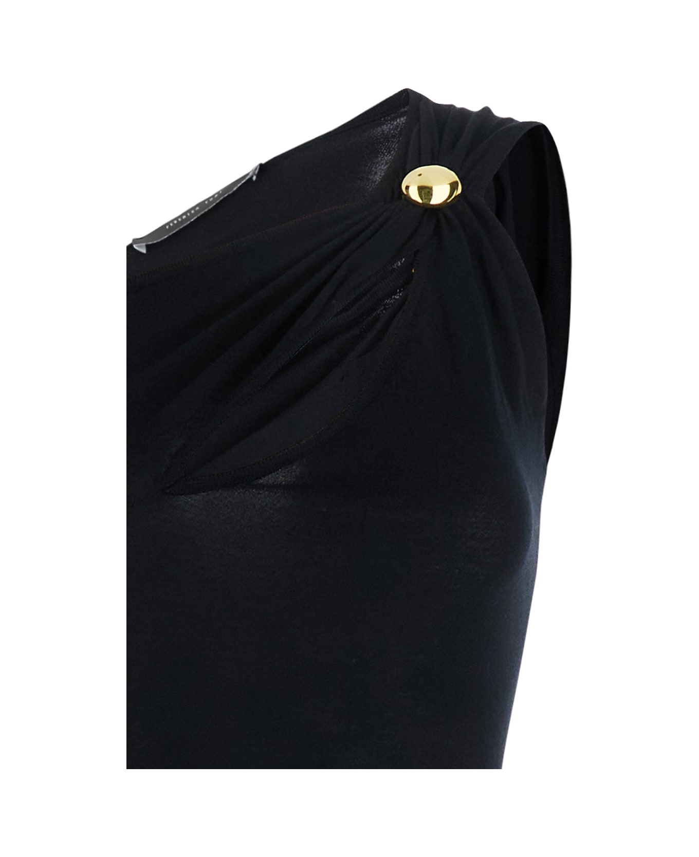 Federica Tosi Black Long Dress With Jewel Detail On The Front In Viscose Blend Woman - Black