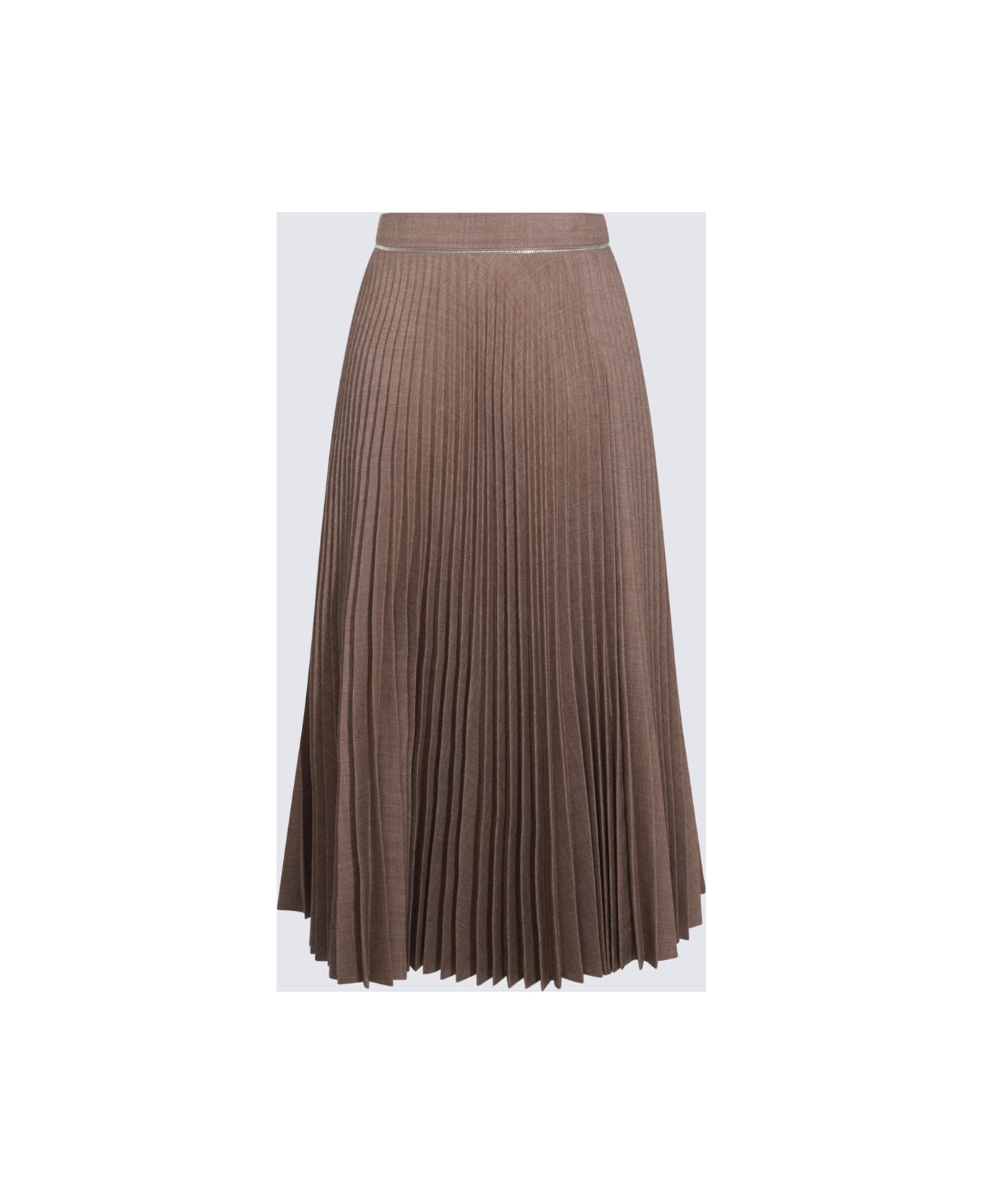 Burberry Brown Midi Wool Skirt - LINDEN MELANGE