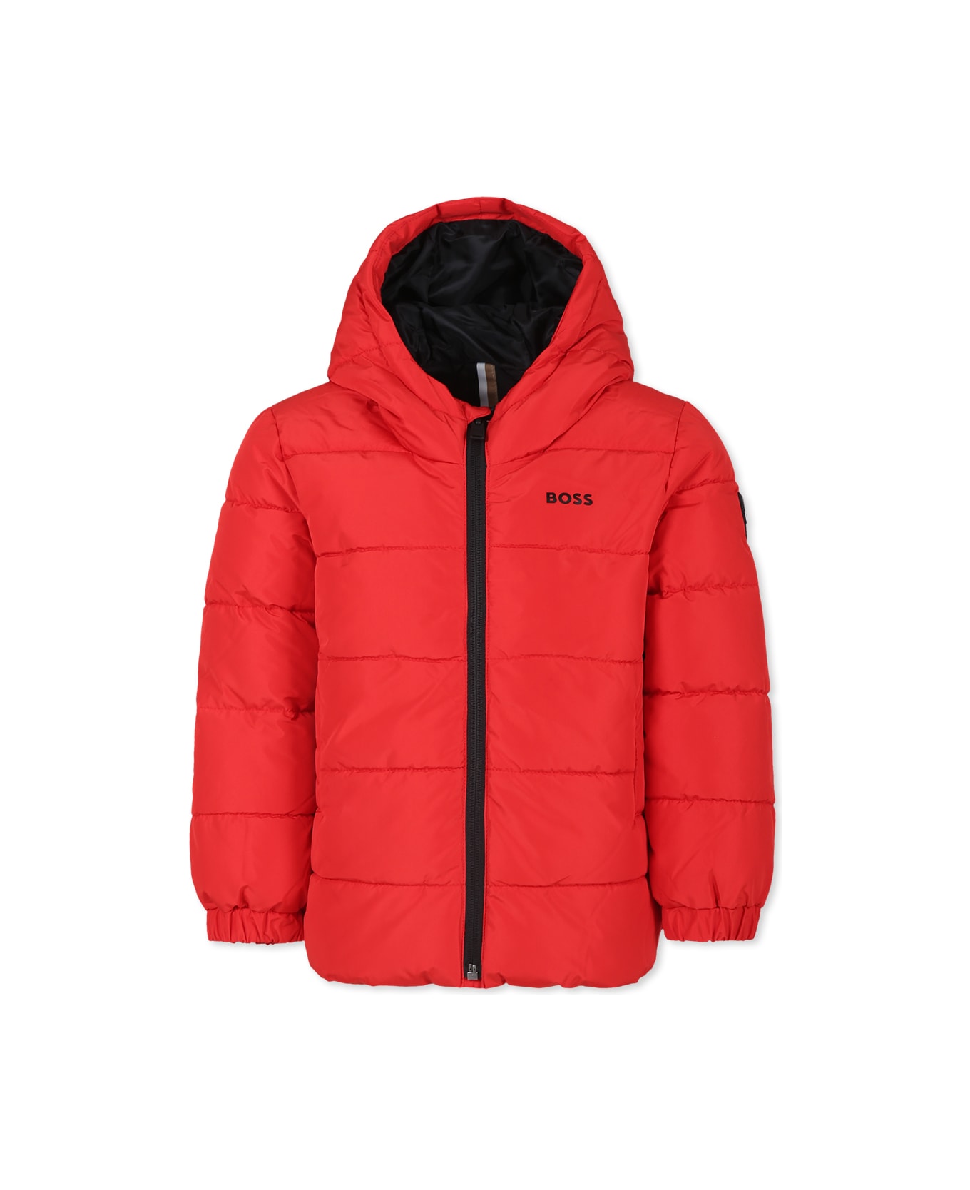 Hugo Boss Red Down Jacket For Boy With Logo - Red