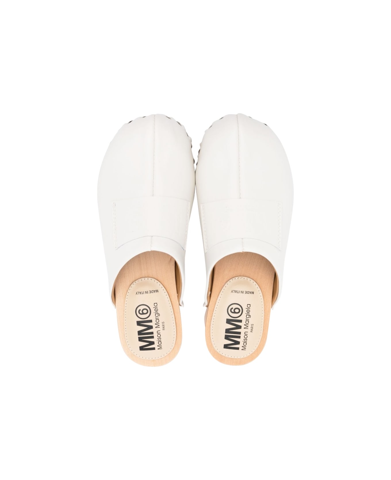 MM6 Maison Margiela Wooden Closed Toe Clogs - IVORY
