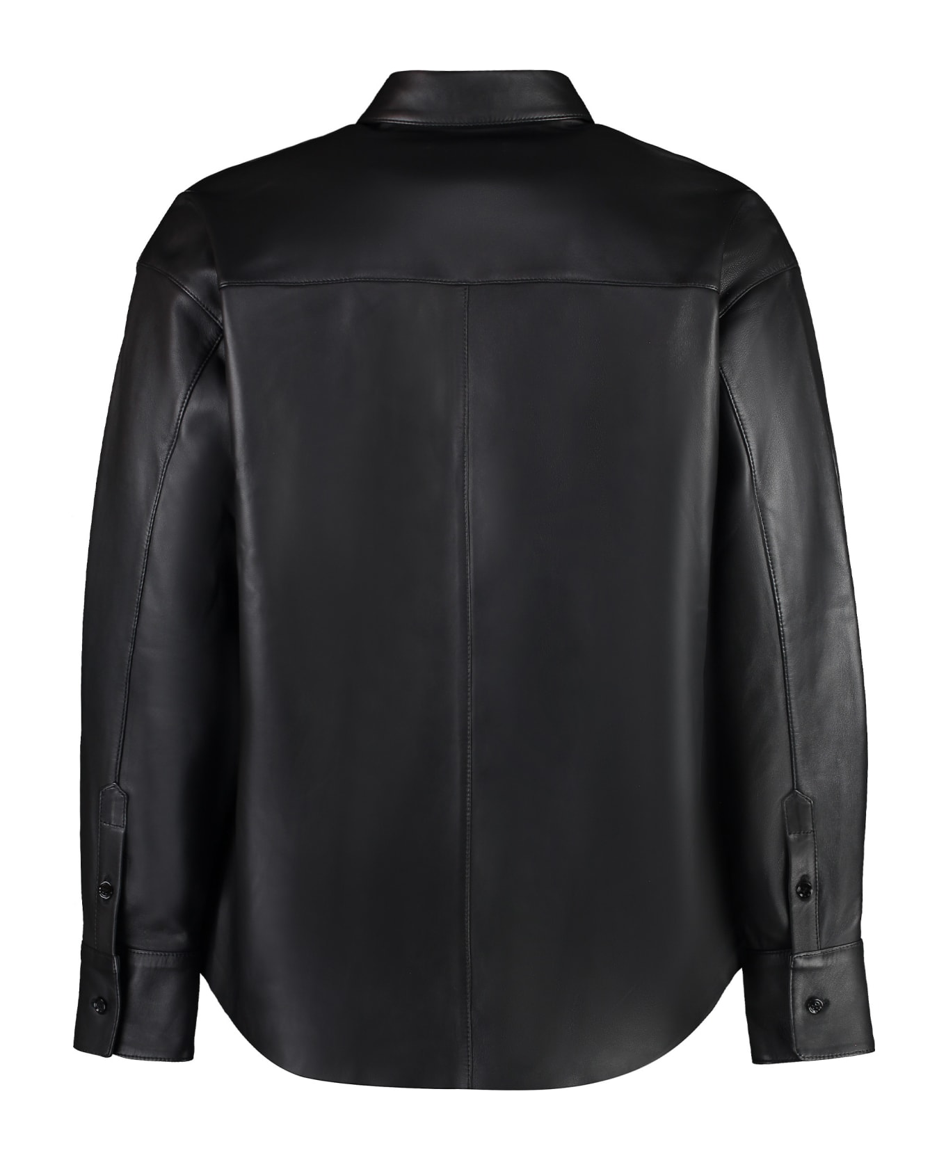 Ami Alexandre Mattiussi Leather Overshirt - black レザージャケット