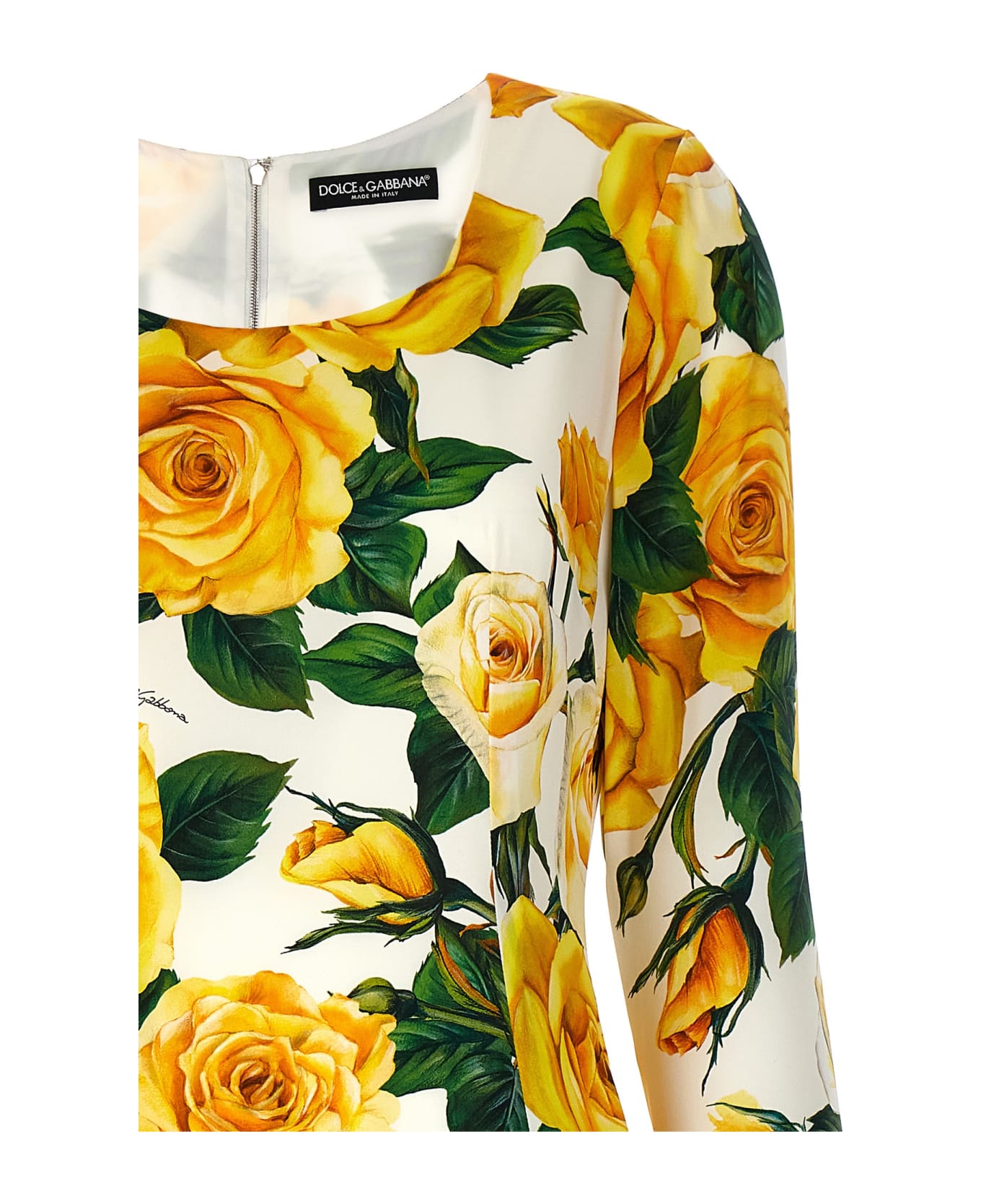 Dolce & Gabbana 'rose Gialle' Midi Dress - Multicolor