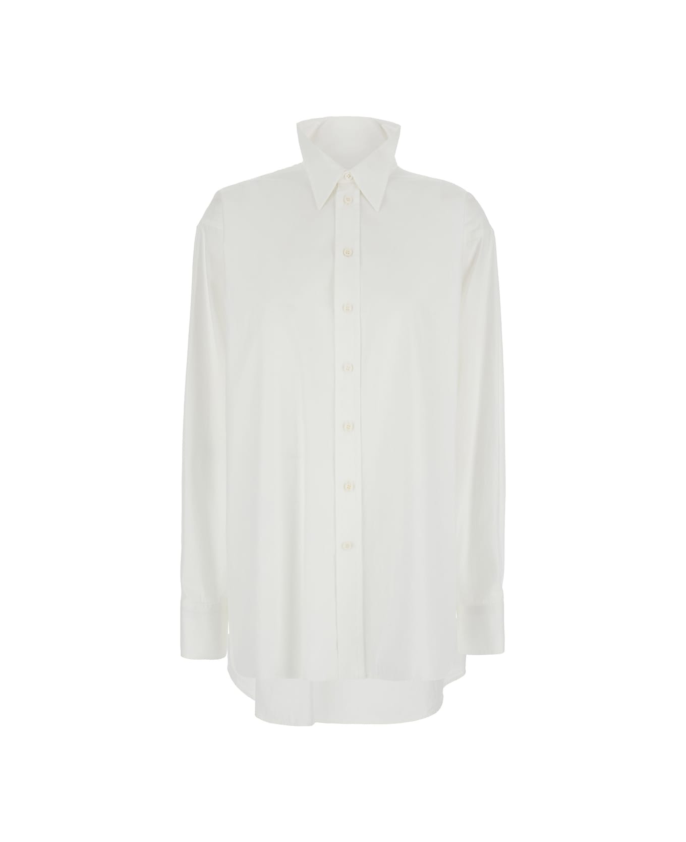 Phoebe Philo White Shirt With Classic Collar And Logo Embroidery On The Cuff In Cotton Woman - White