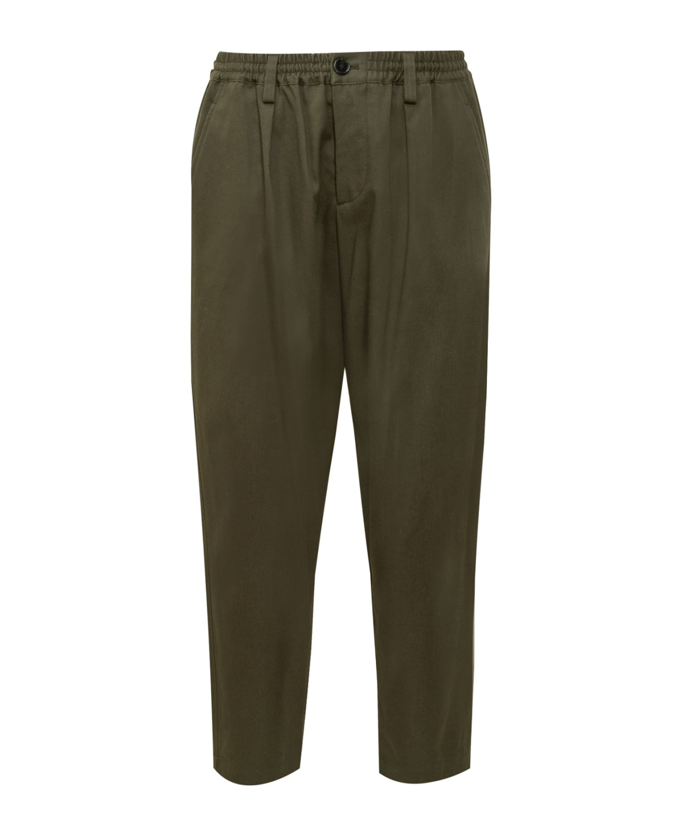 Marni Cropped Drawstring Loose Fit Pants With Regular Elastic Waistband And Adjustable Coulisse Waist - Forest Green