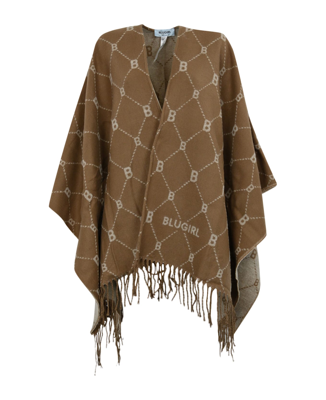Blugirl Poncho With Jacquard Logo - Toasted
