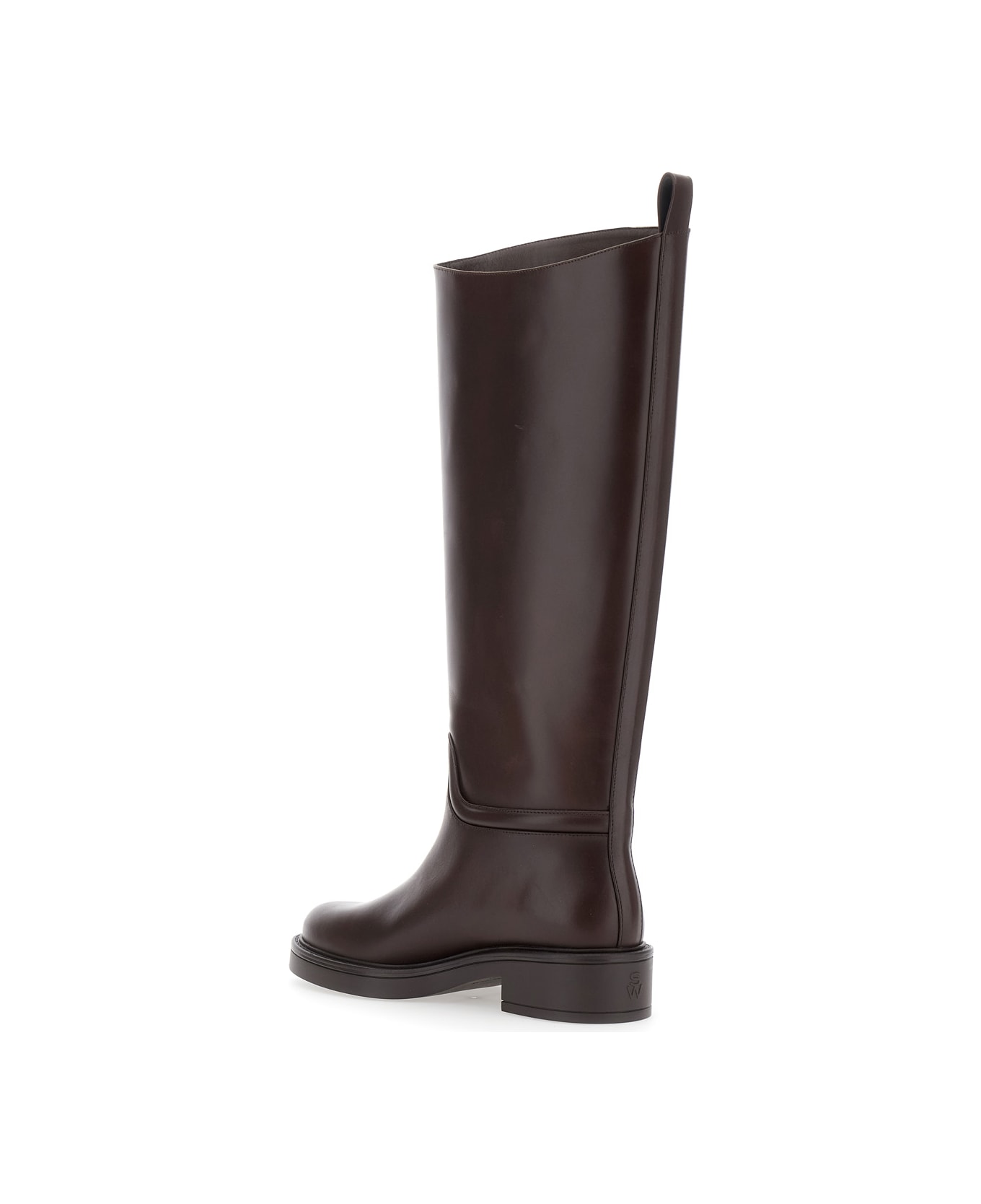 Stuart Weitzman 'celia' Brown Knee-high Boots With Pull-tab At The Heel In Leather Woman - Brown