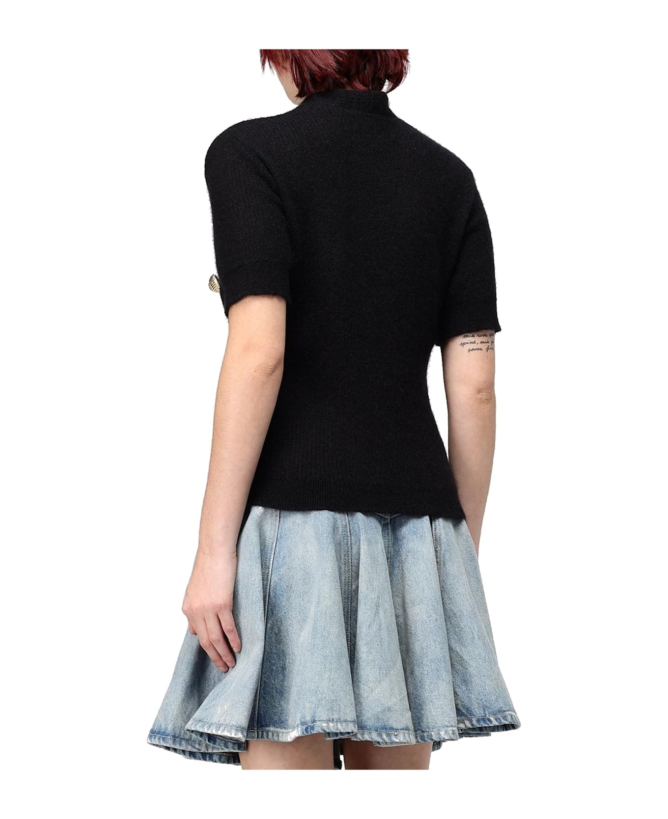 Balmain Wool Blend Top - Black