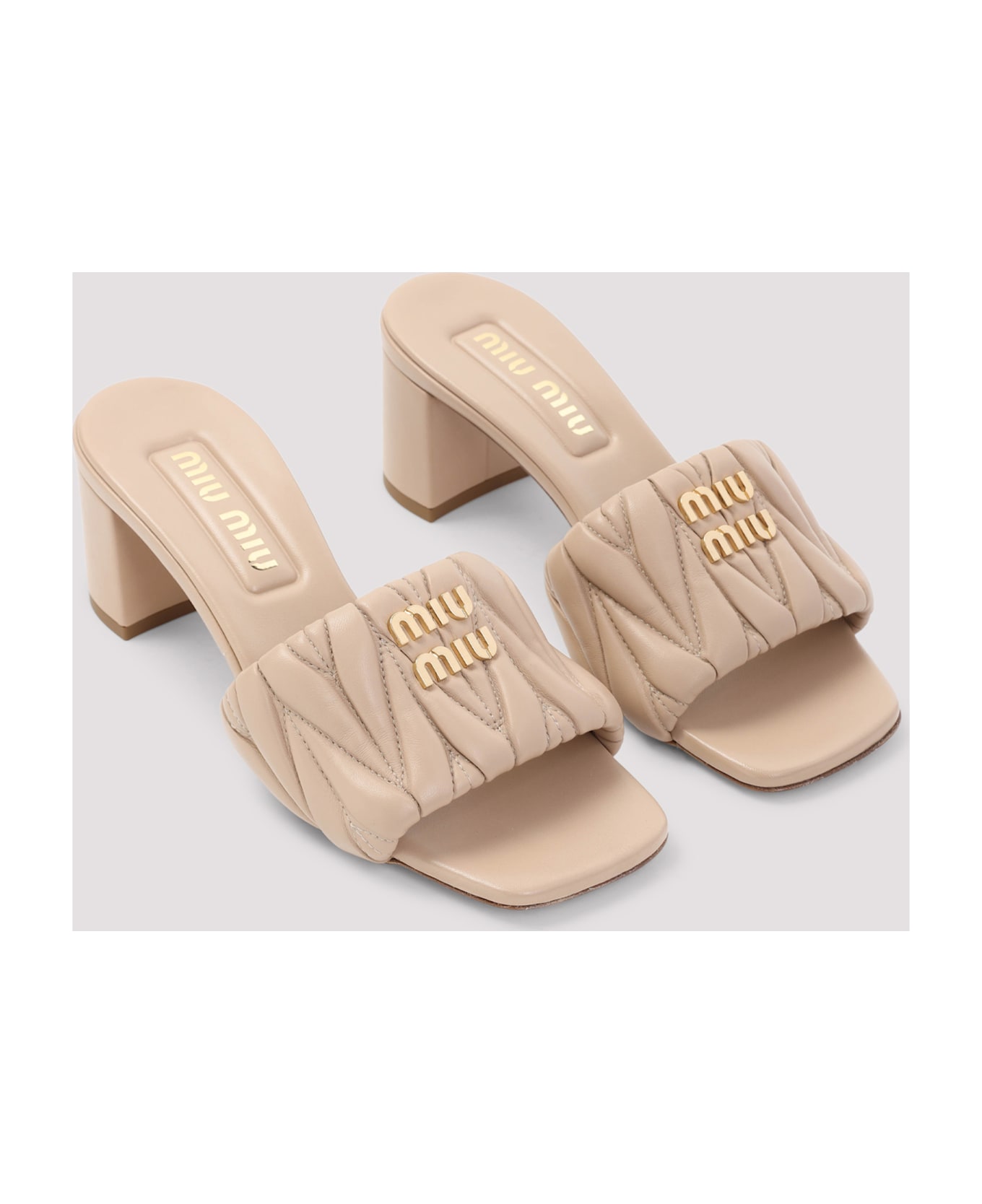Miu Miu Nappa Lamb Leather Sandals - Sabbia