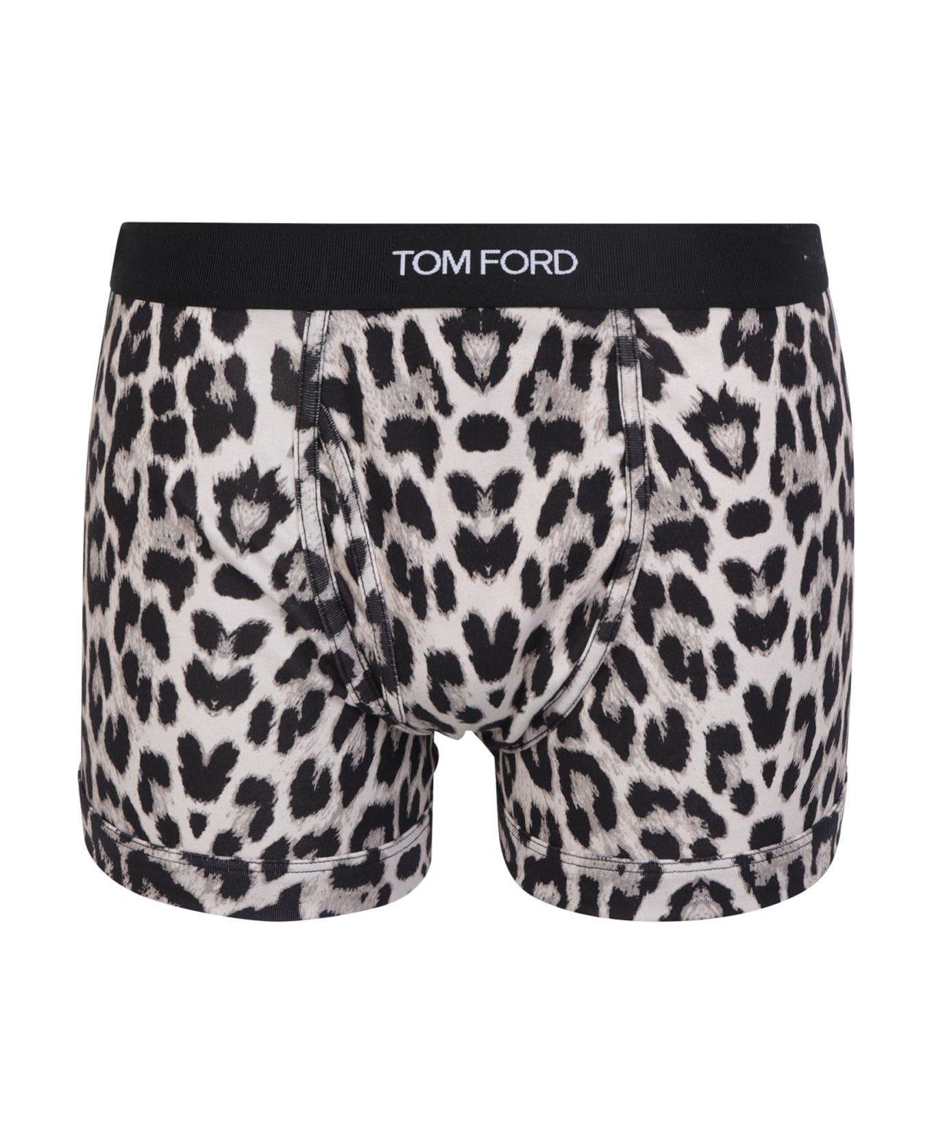 Tom Ford Animal Print Skinny Cut Boxers - Beige