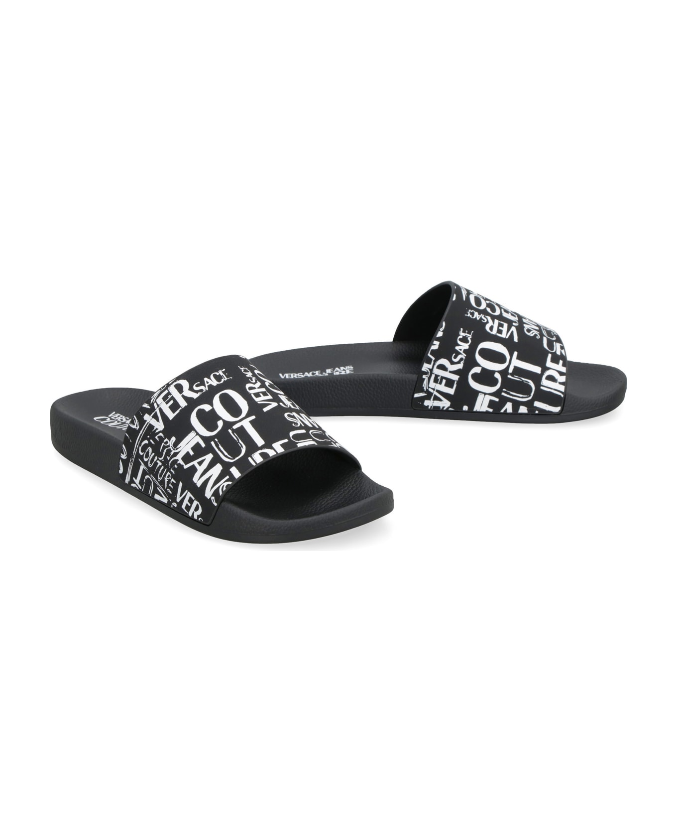 Versace Jeans Couture Logo Detail Rubber Slides - black その他各種シューズ