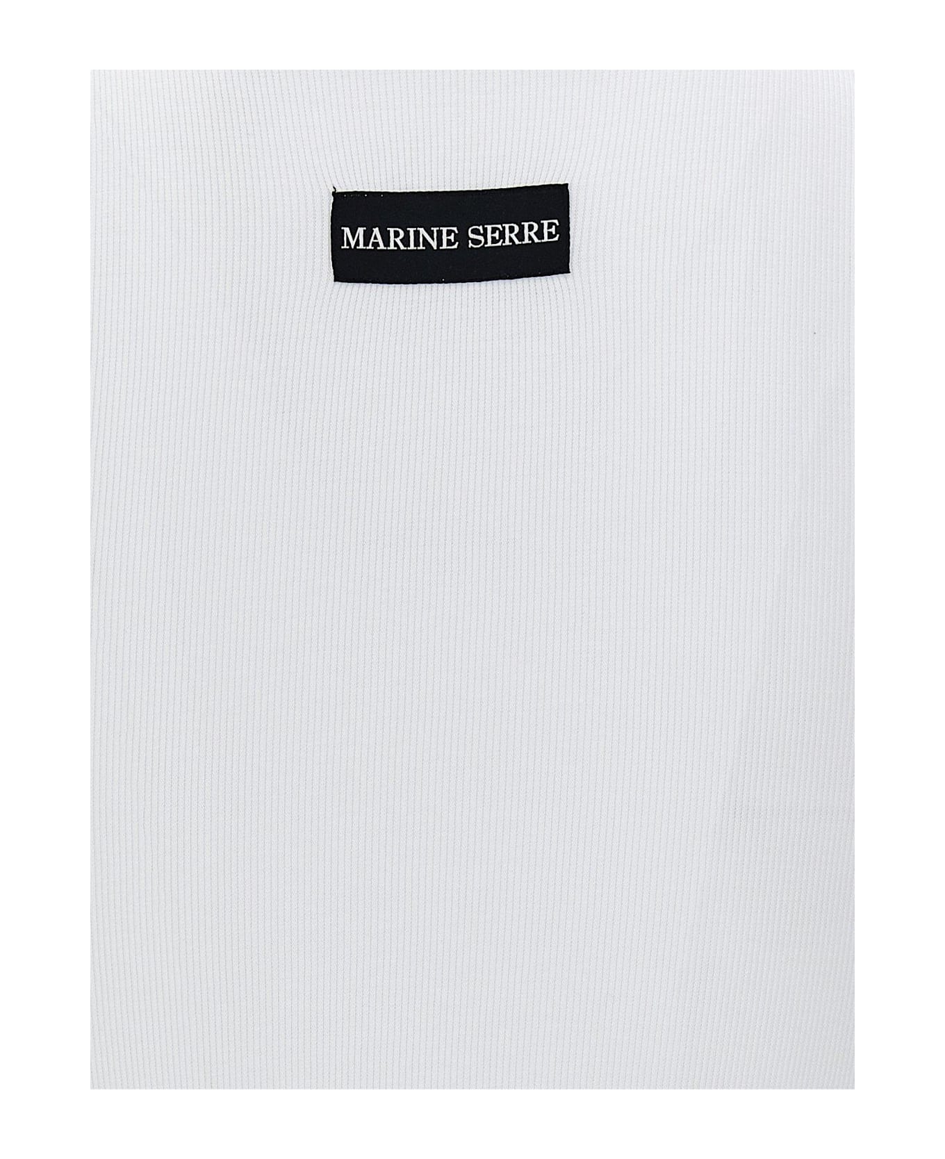 Marine Serre Moon Logo Embroidered Ribbed Tank Top - WHITE