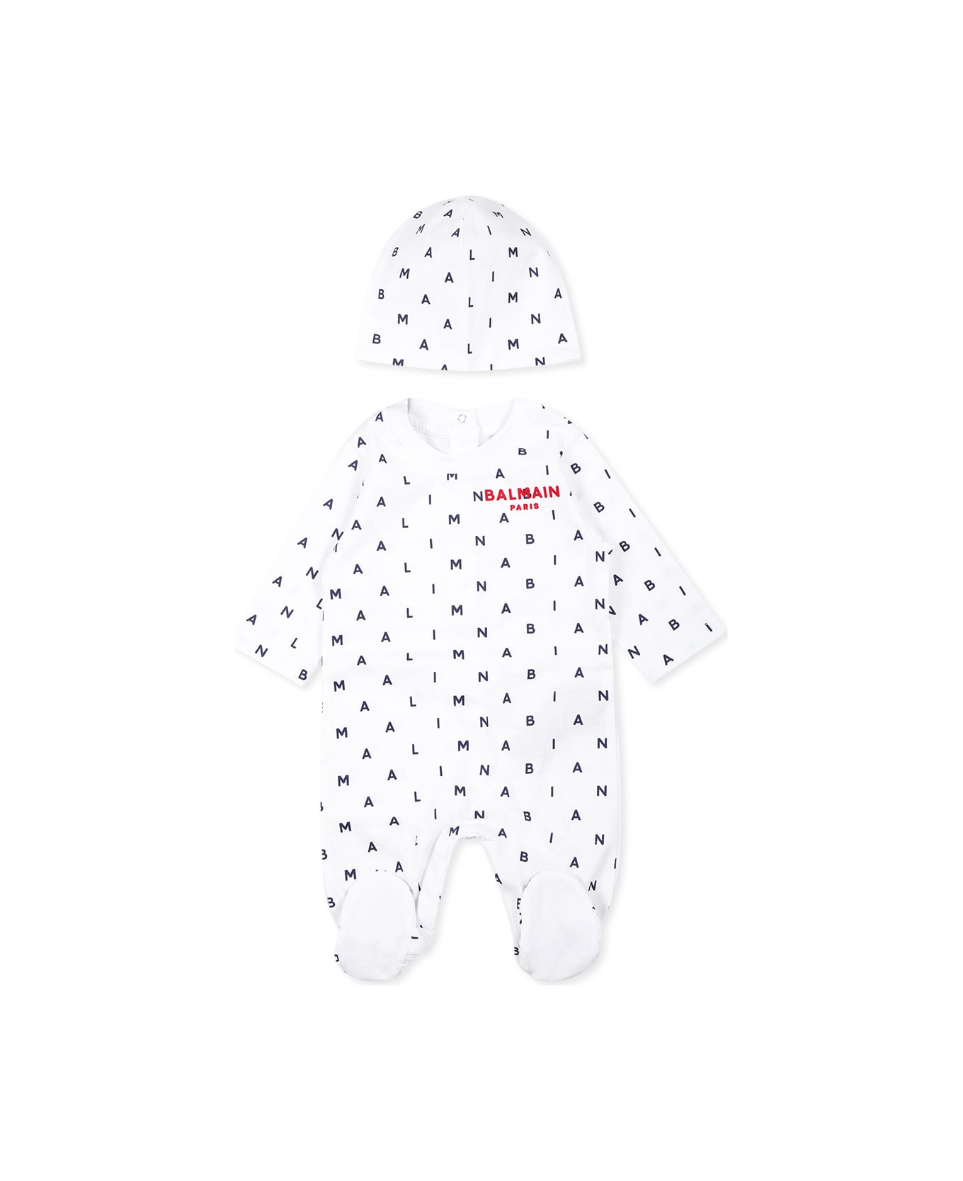 Balmain White Babaygrow Set For Bbaykids With Logo - White アクセサリー＆ギフト