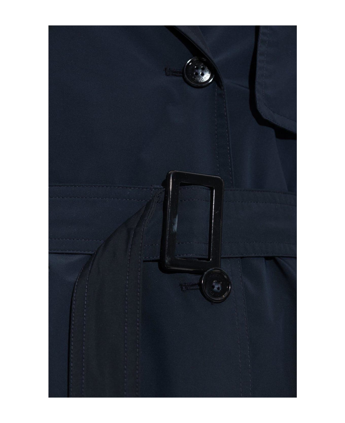 Woolrich Belted Button-up Trench Coat - Melton Blue