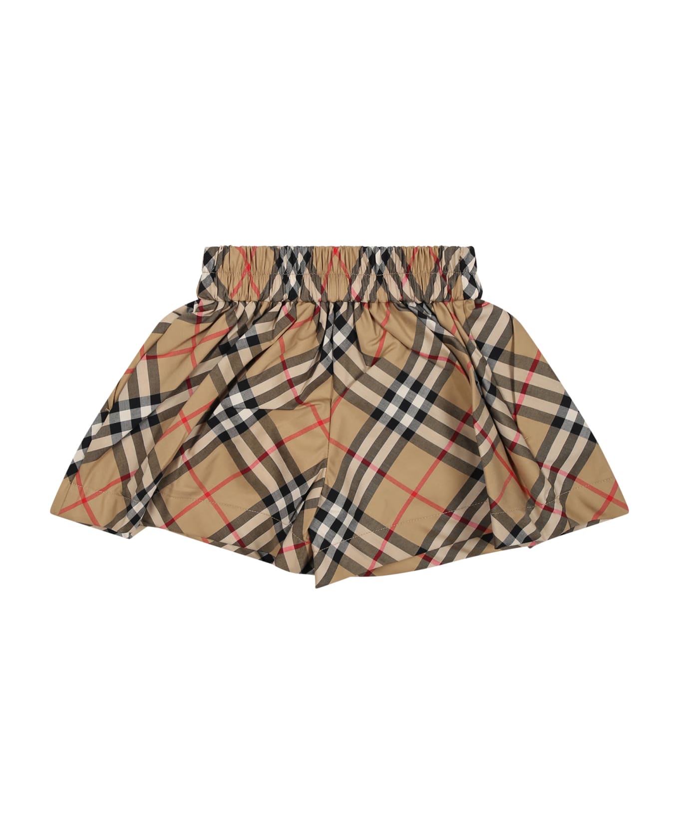 Burberry Beige Shorts For Baby Girl With Iconic All-over Vintage Check - Archive beige ip chk