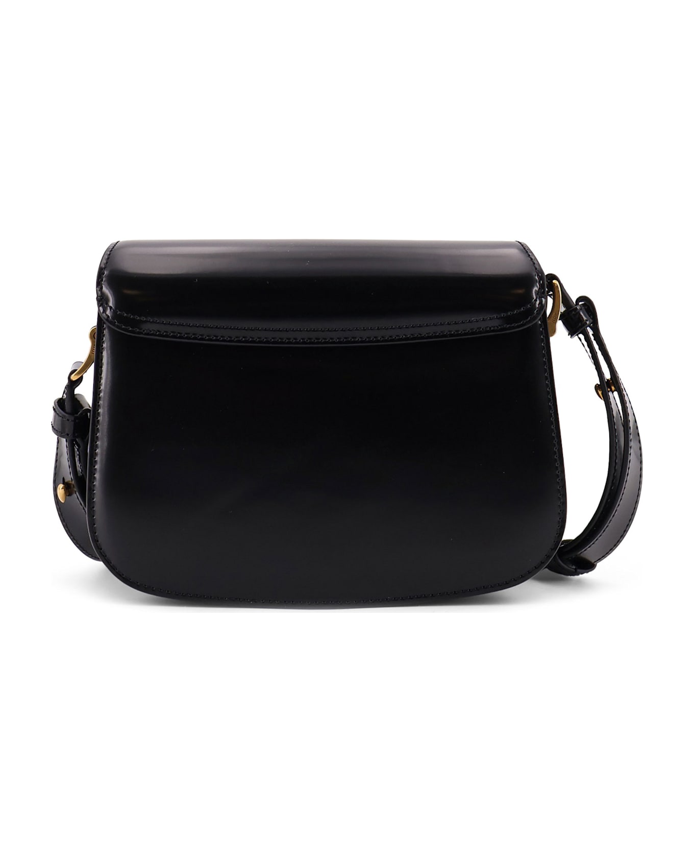 Ami Alexandre Mattiussi Leather Shoulder Bag With Logo Monogram - BLACK