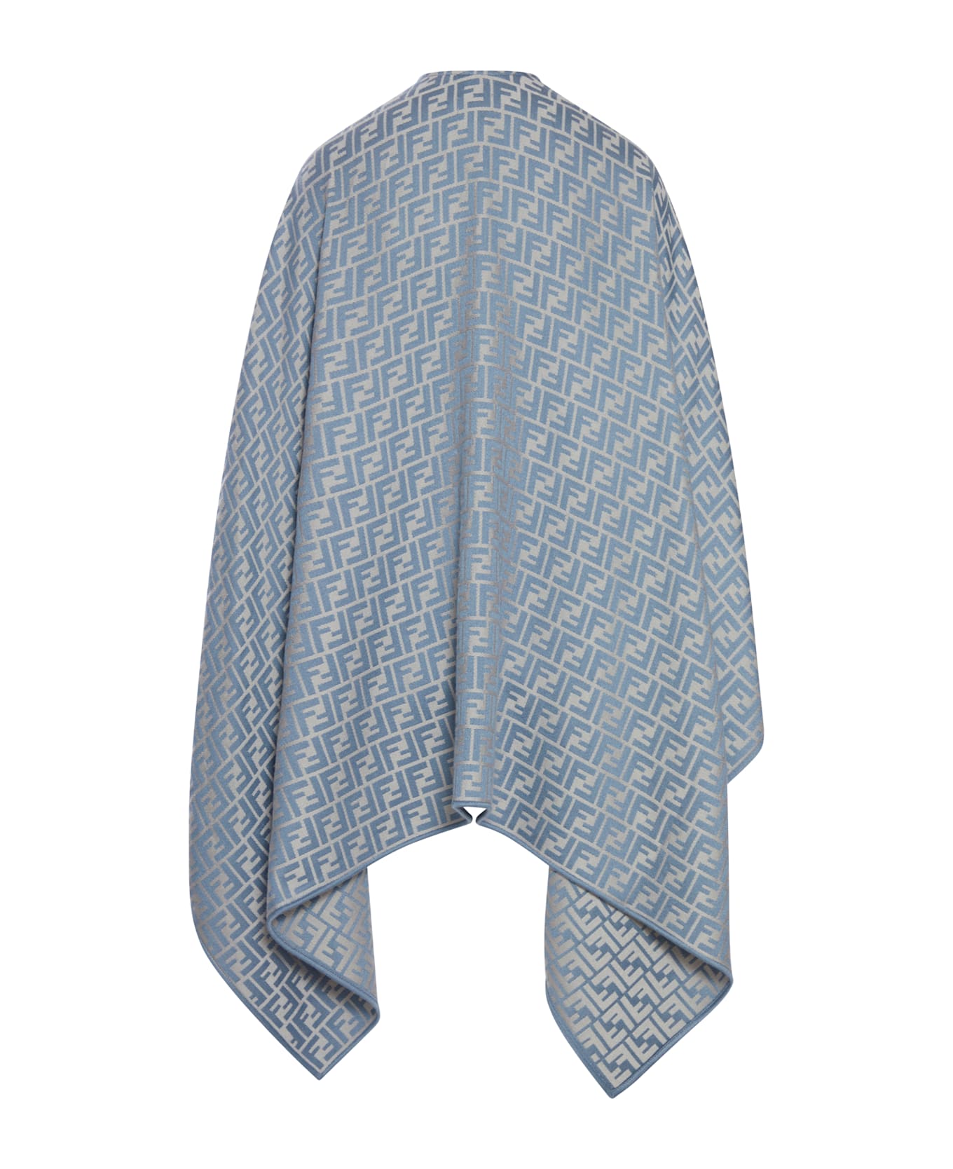 Fendi Wool And Silk Poncho - Blue