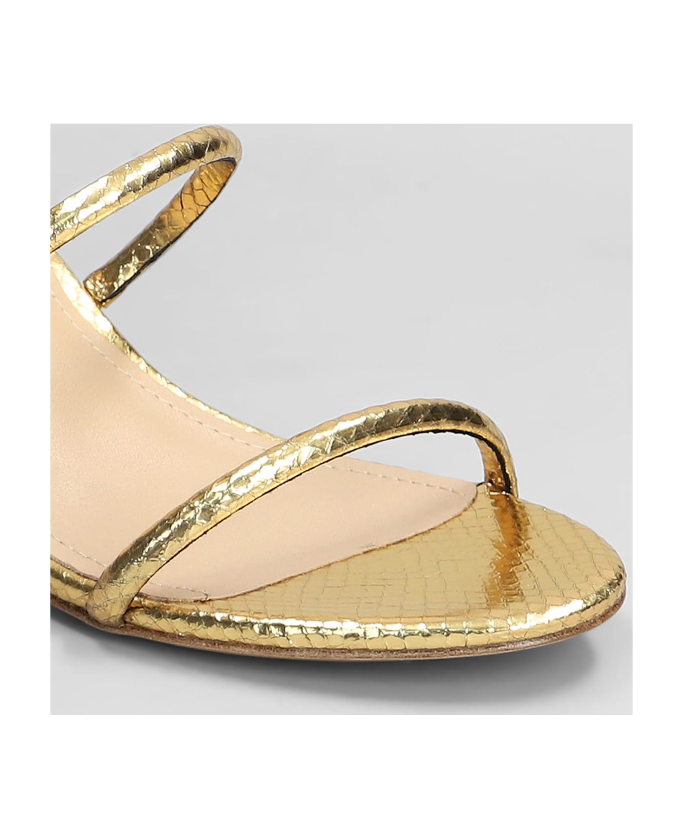 Lola Cruz Greta 65 Sandals In Gold Leather - gold