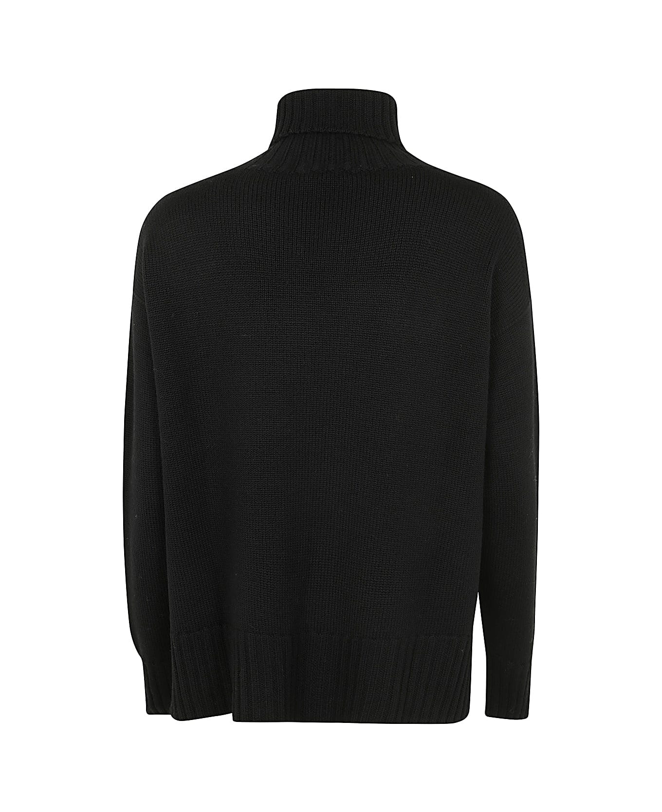 Drumohr Long Sleeves Turtle Neck Oversized Sweater - Black