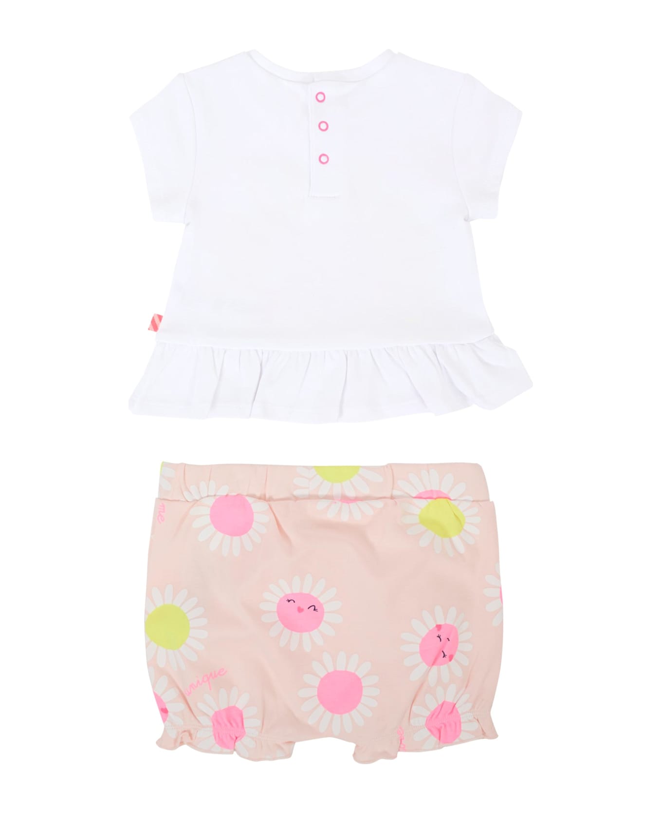 Billieblush White Suit For Baby Girl With Daisy - White