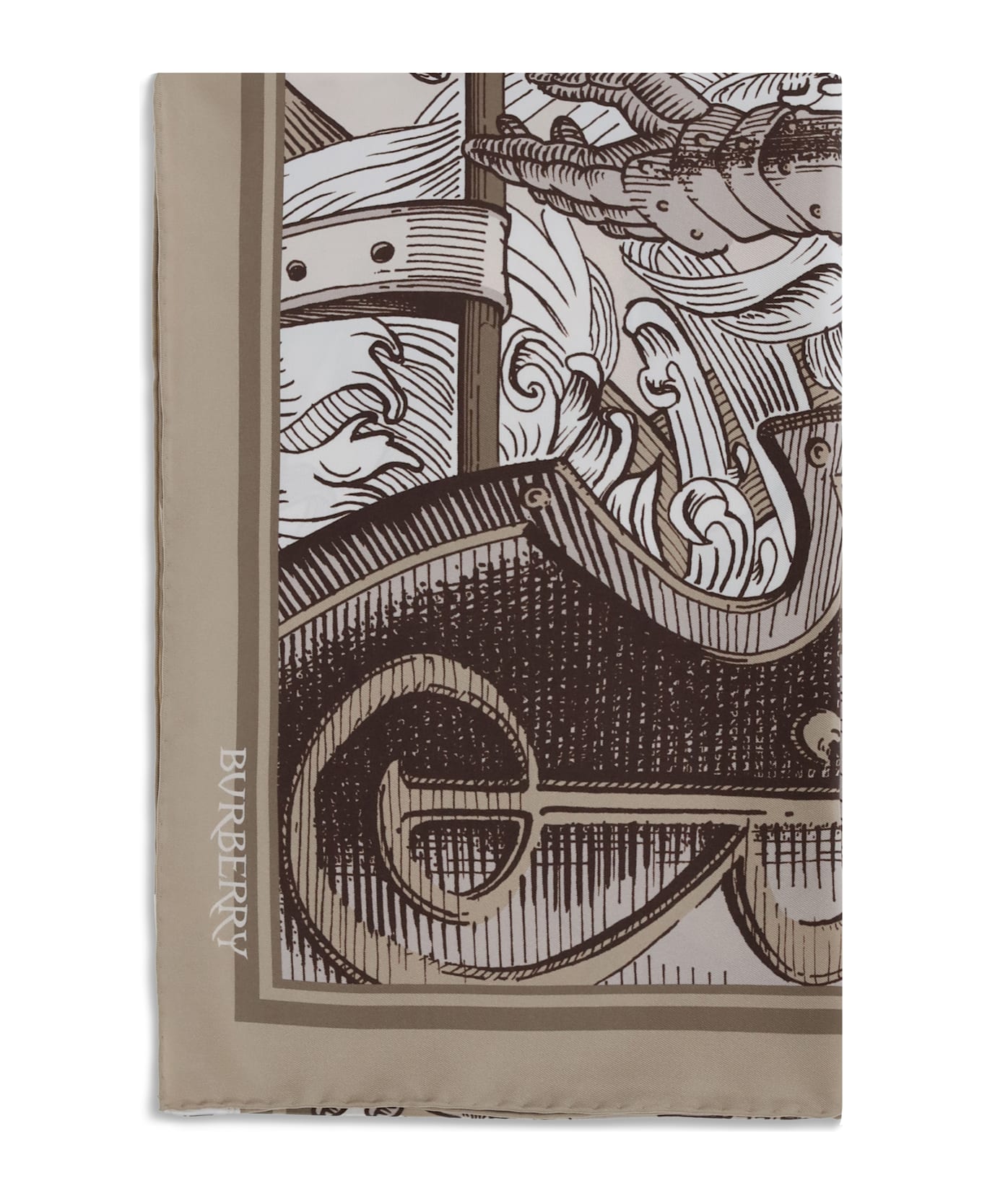 Burberry Knight Engraving Print Silk Scarf
