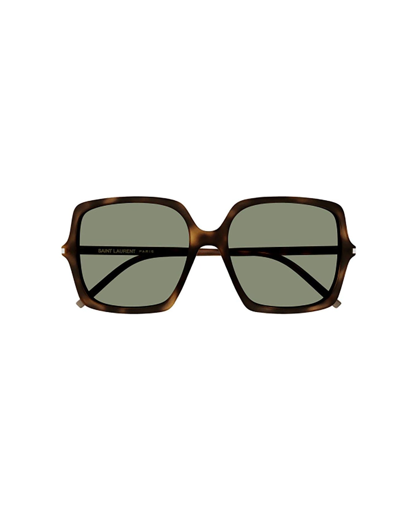 Saint Laurent Eyewear Square Frame Sunglasses - 002 havana havana green