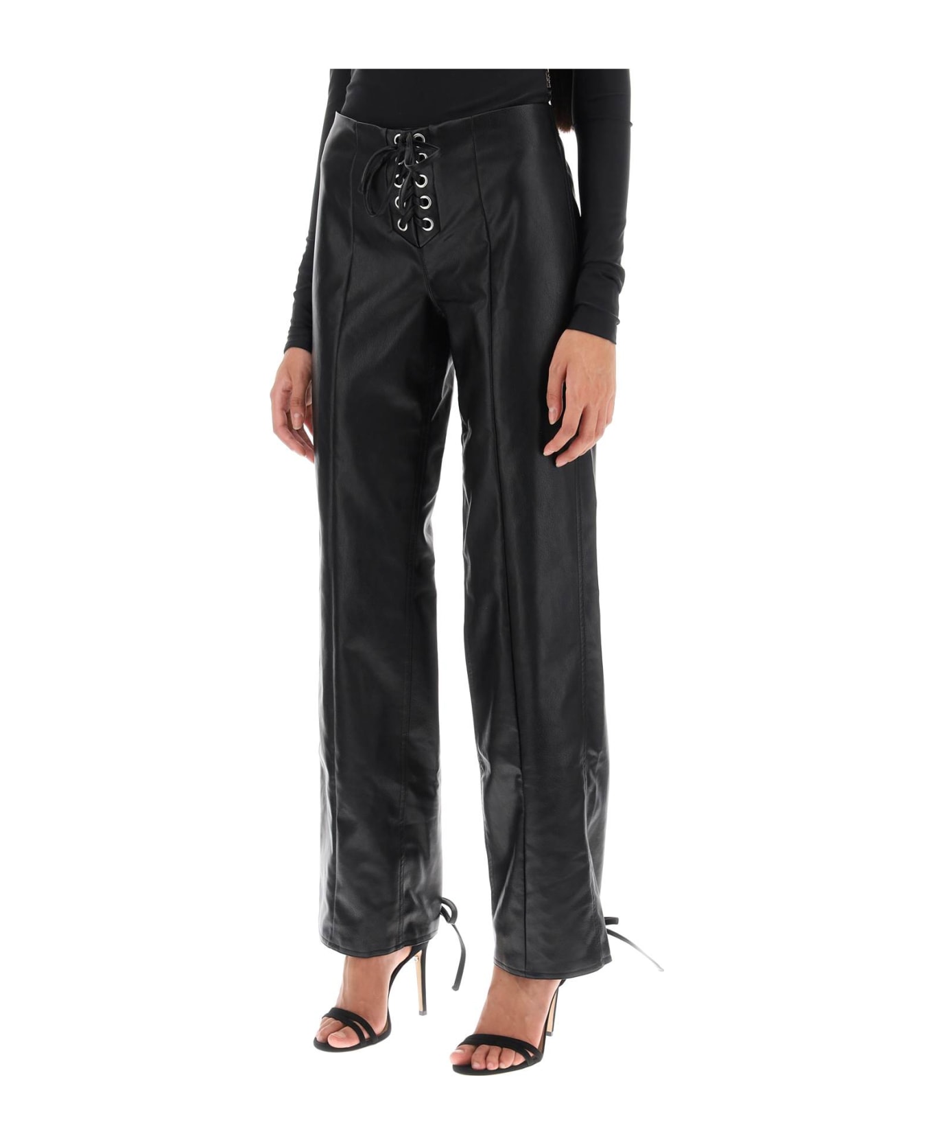 Rotate by Birger Christensen Straight-cut Pants In Faux Leather - BLACK