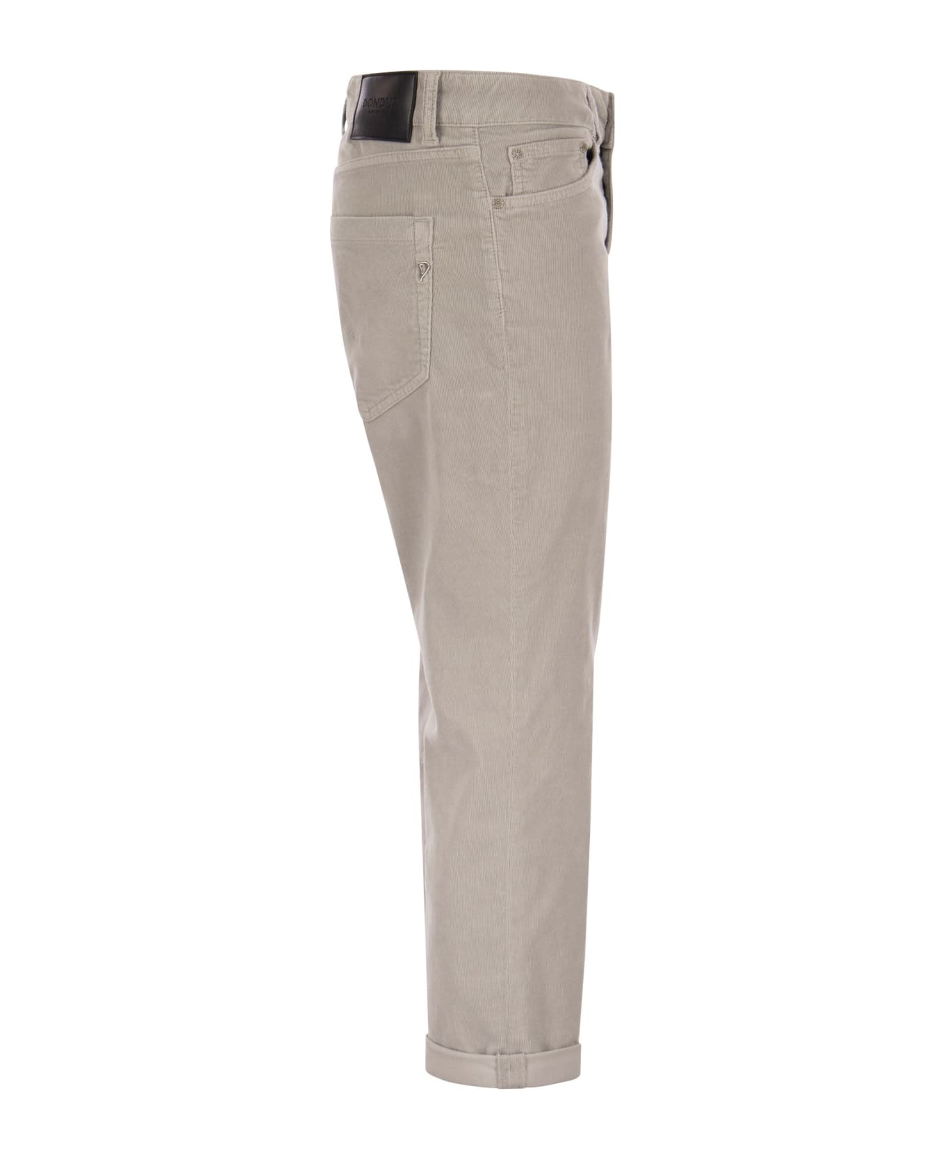 Dondup Koons - Multi-striped Velvet Trousers With Jewelled Buttons - Light Grey