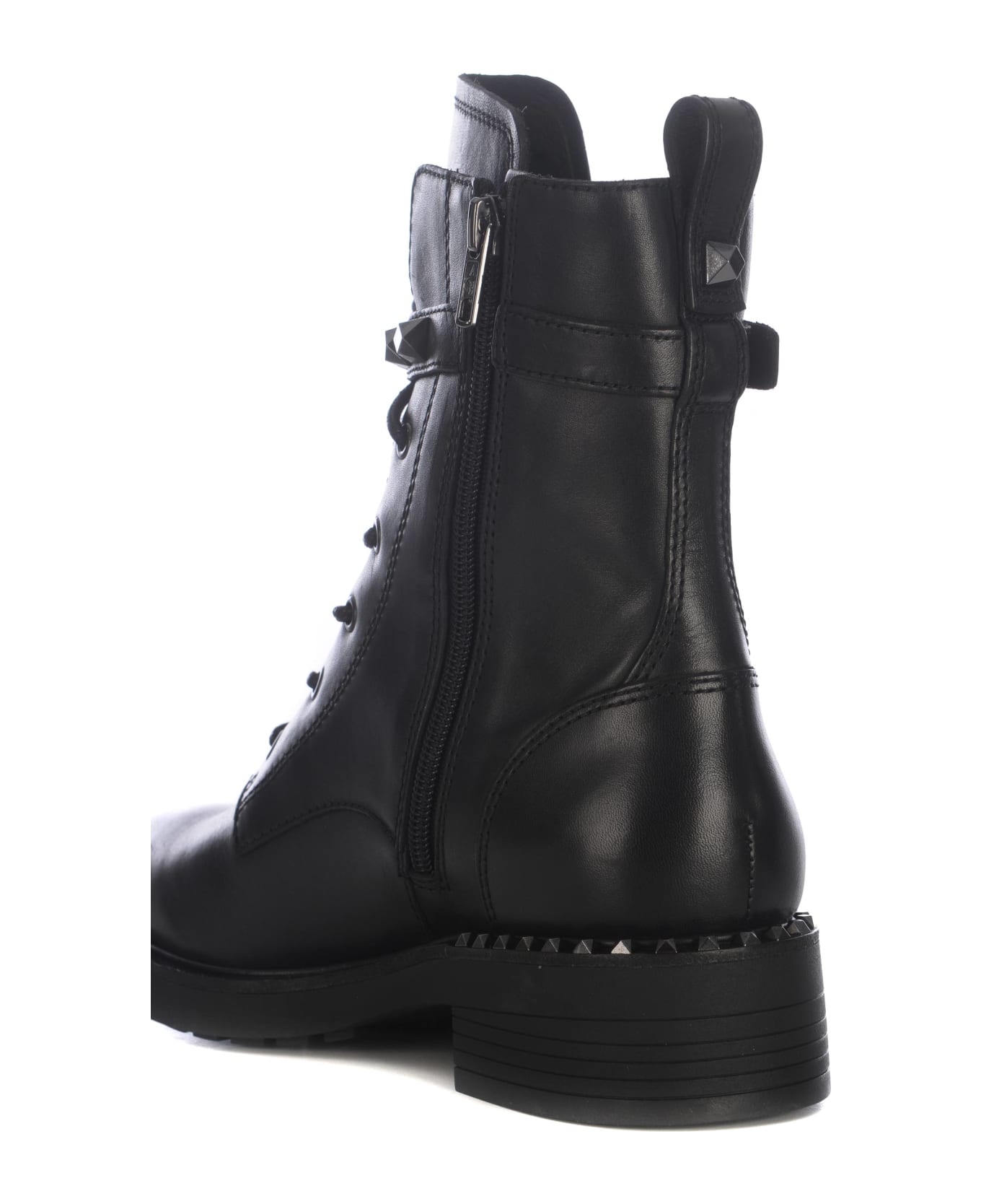 Ash Boots Ash "floyd" In Leather Combat - Nero