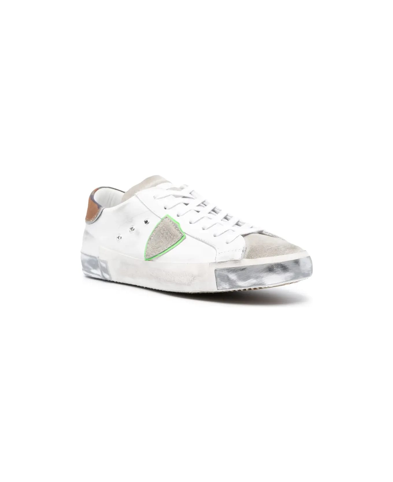 Philippe Model Prsx Low Sneakers - White And Green - White
