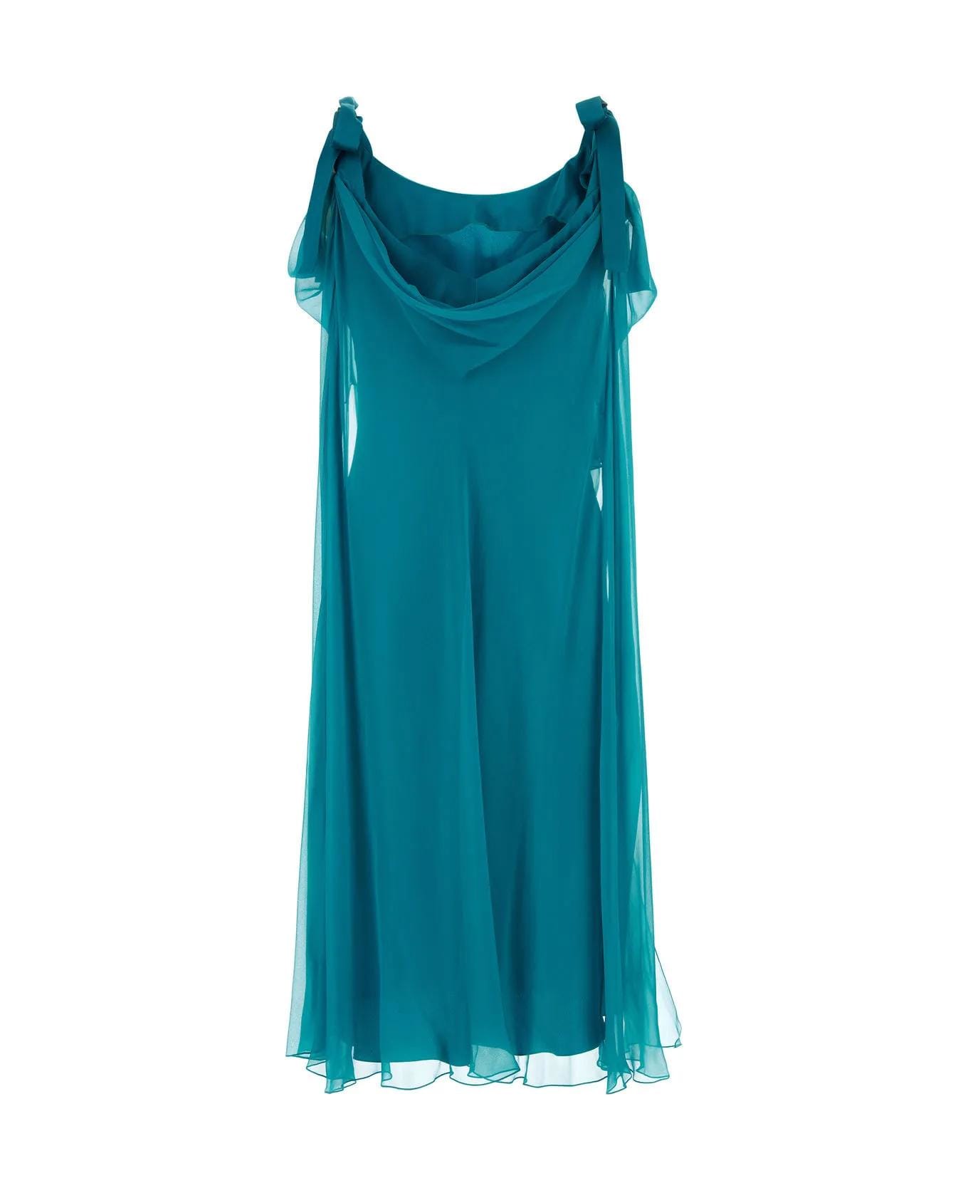 Alberta Ferretti Teal Green Silk Dress - Blue