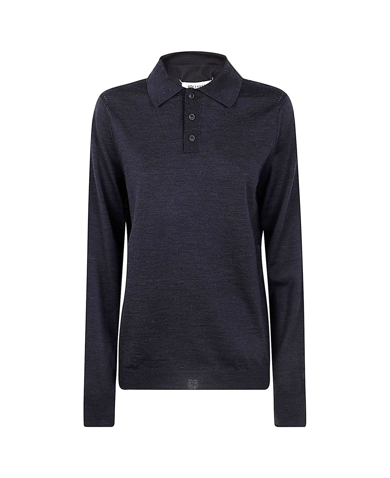 Maison Margiela Long-sleeved Knitted Polo Shirt - GREY
