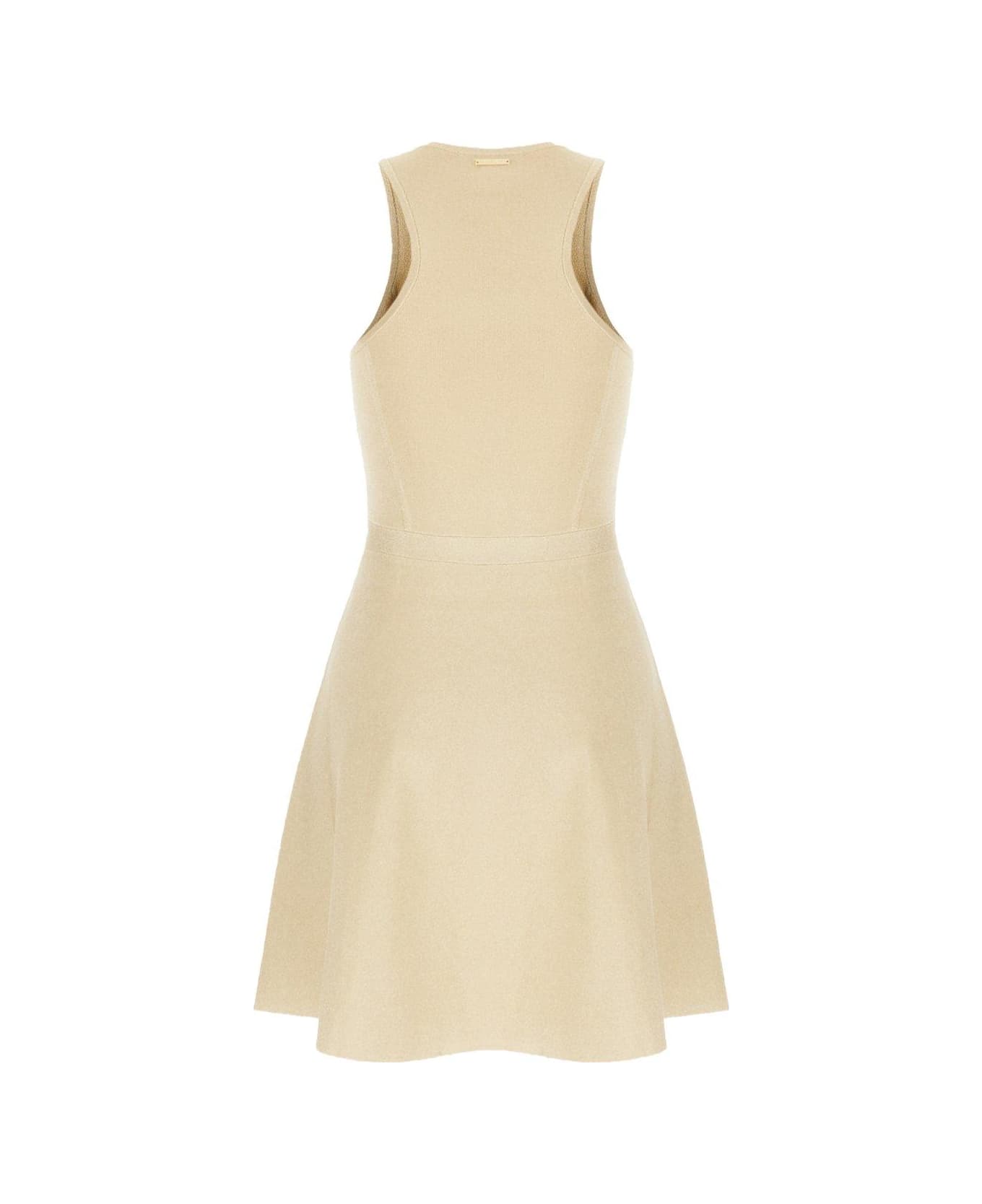 Michael Kors Zip Detailed Crewneck Sleeveless Dress - Gold