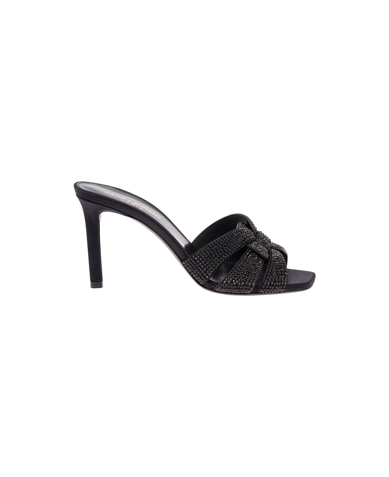 Saint Laurent Woman's Tribute Suede And Strass Mules - Black