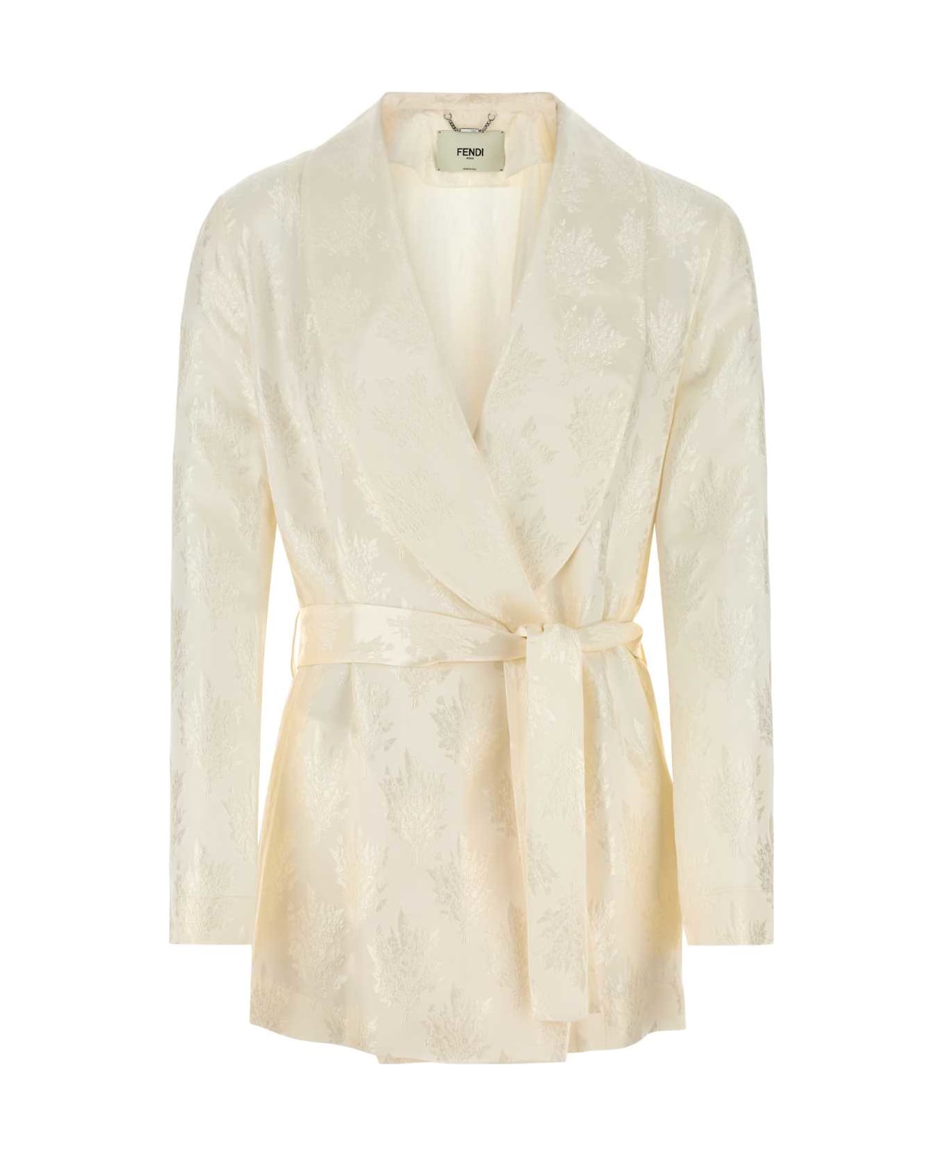 Fendi White Silk Blazer - WHITE
