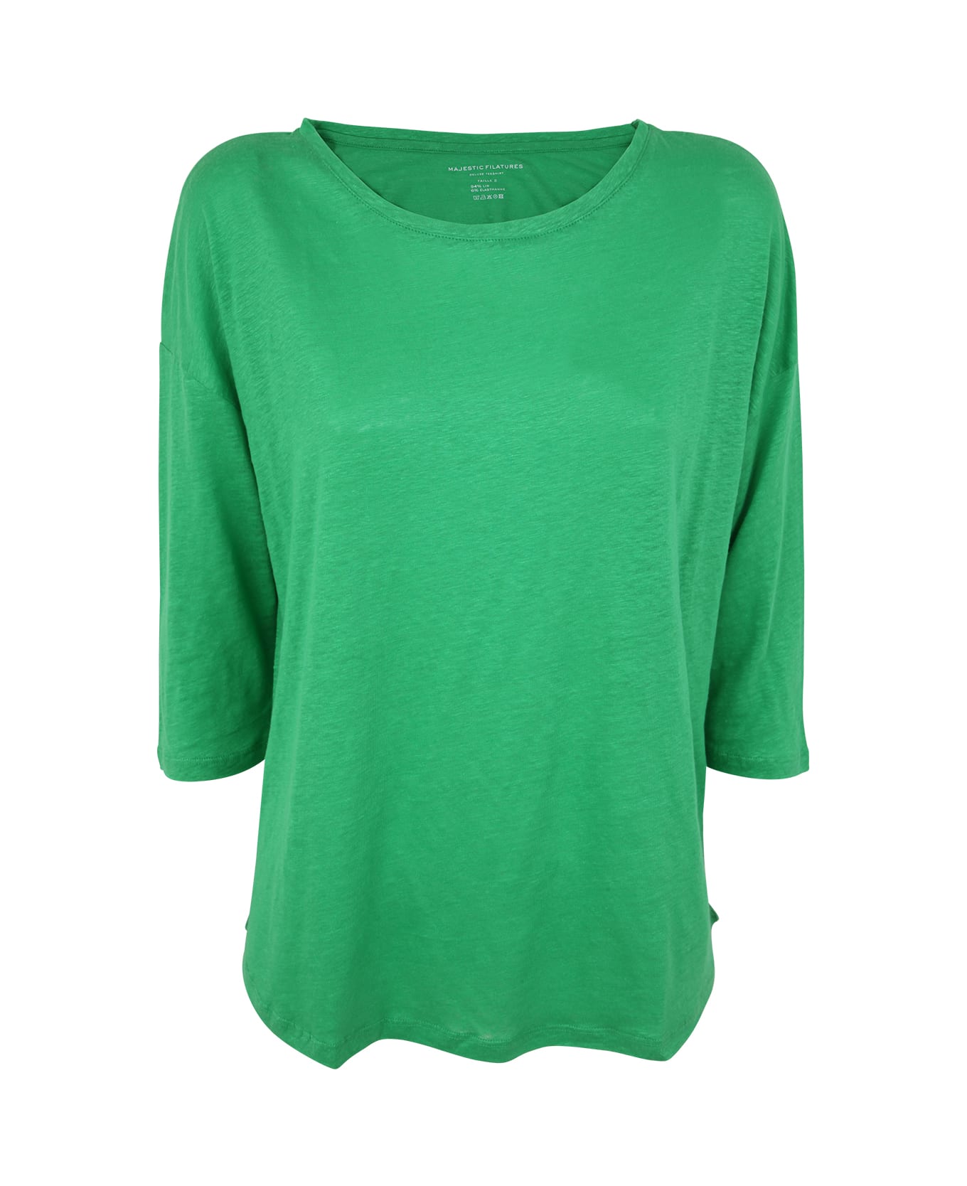 Majestic Filatures 3/4 Sleeves Boat Neck Sweater - Apple Green