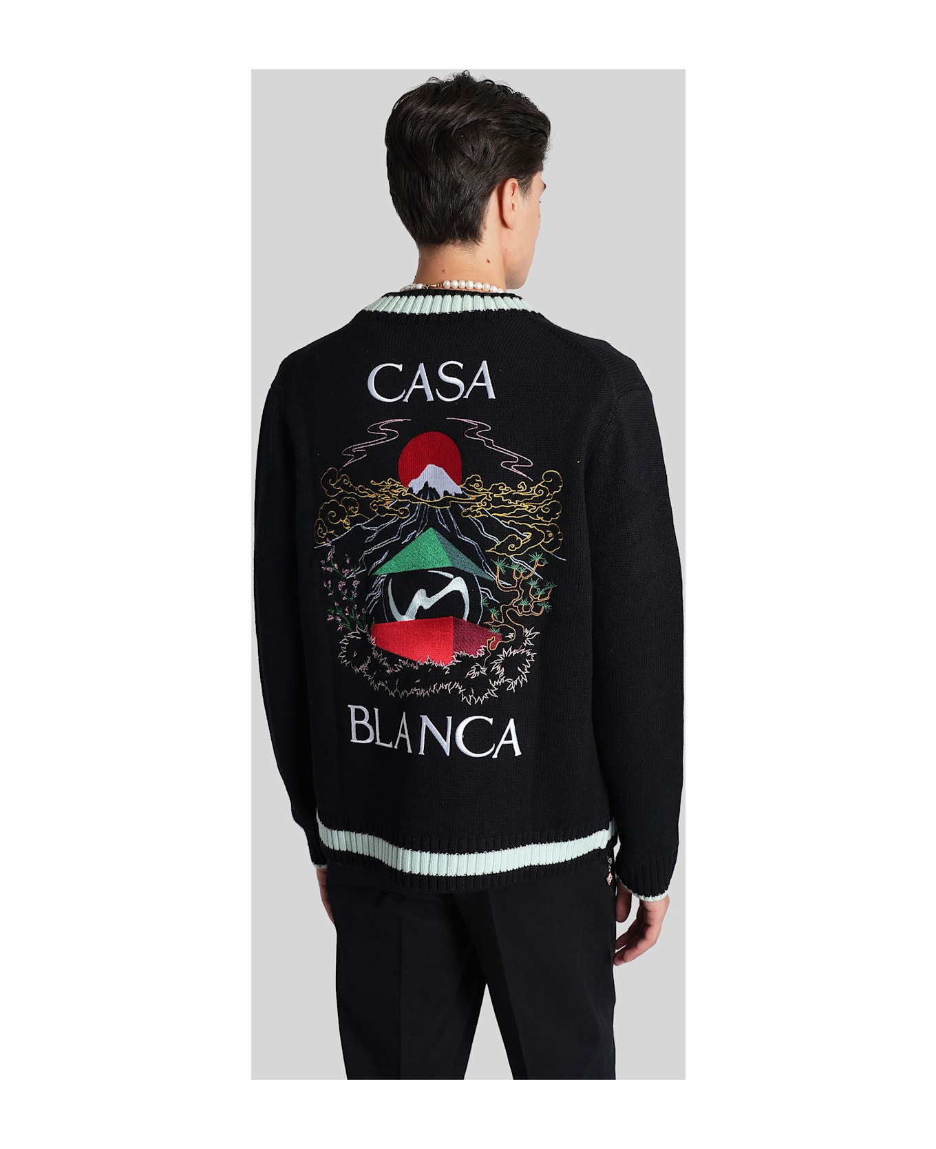 Casablanca Cardigan In Black Wool - BLACK