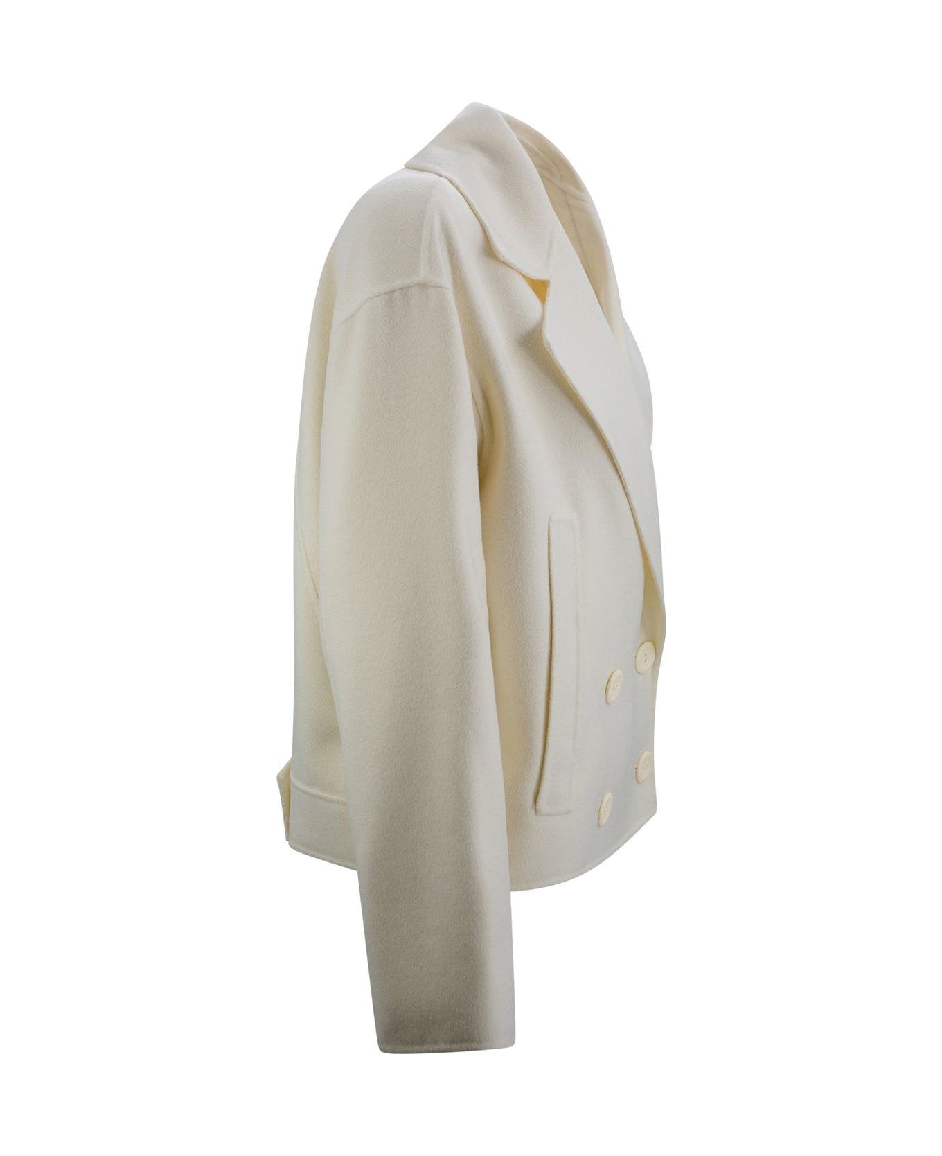 Max Mara Studio Double-breasted Long-sleeved Coat - WHITE コート