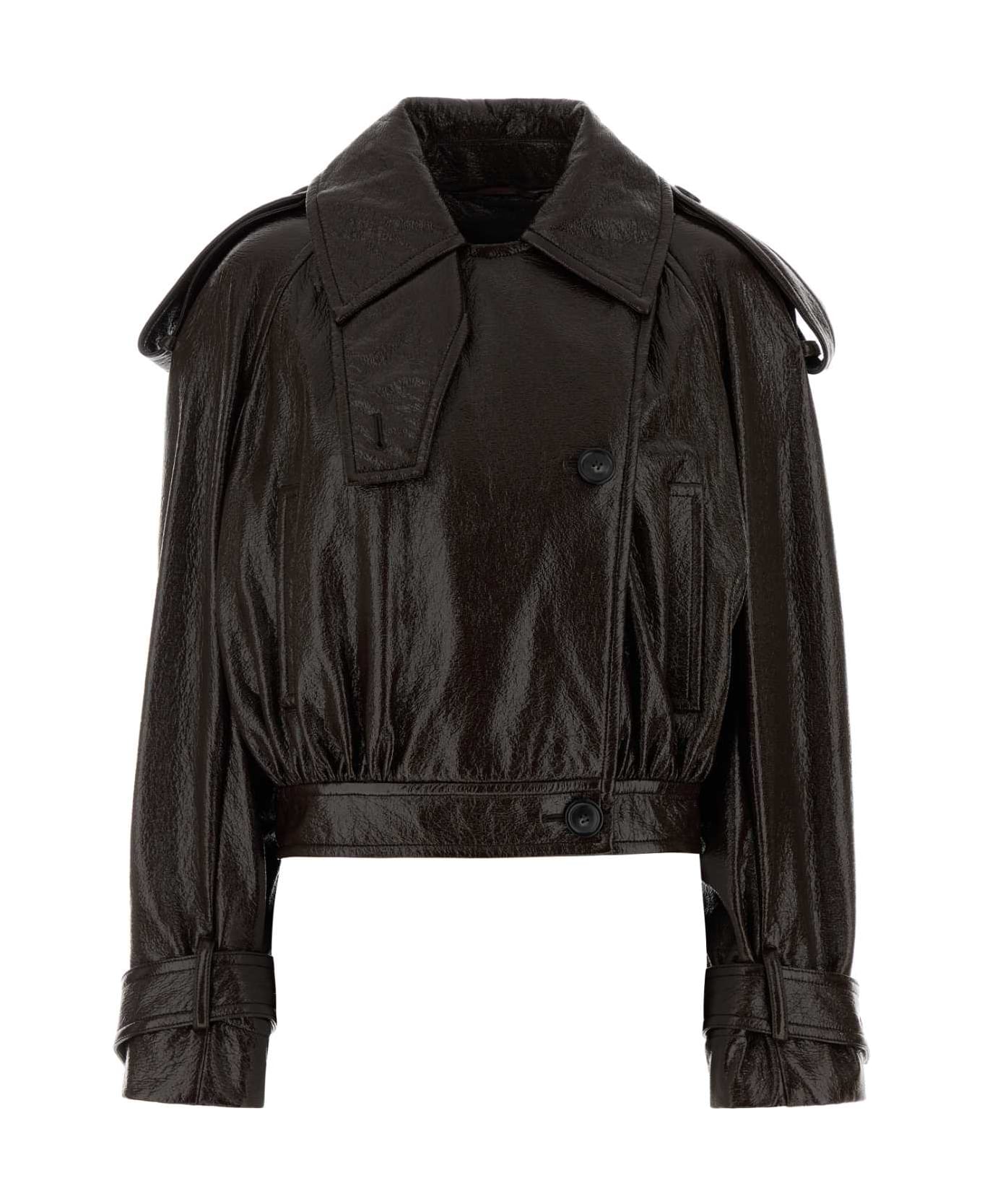 SportMax Chocolate Synthetic Leather Beta1234 Jacket - CAFFE`