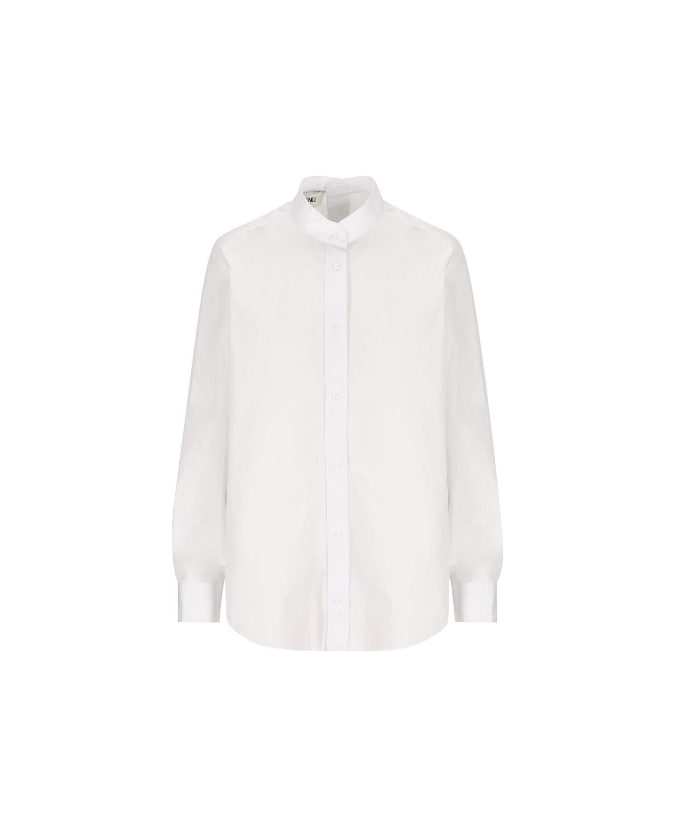 Fendi Long Sleeved Buttoned Poplin Shirt - White シャツ