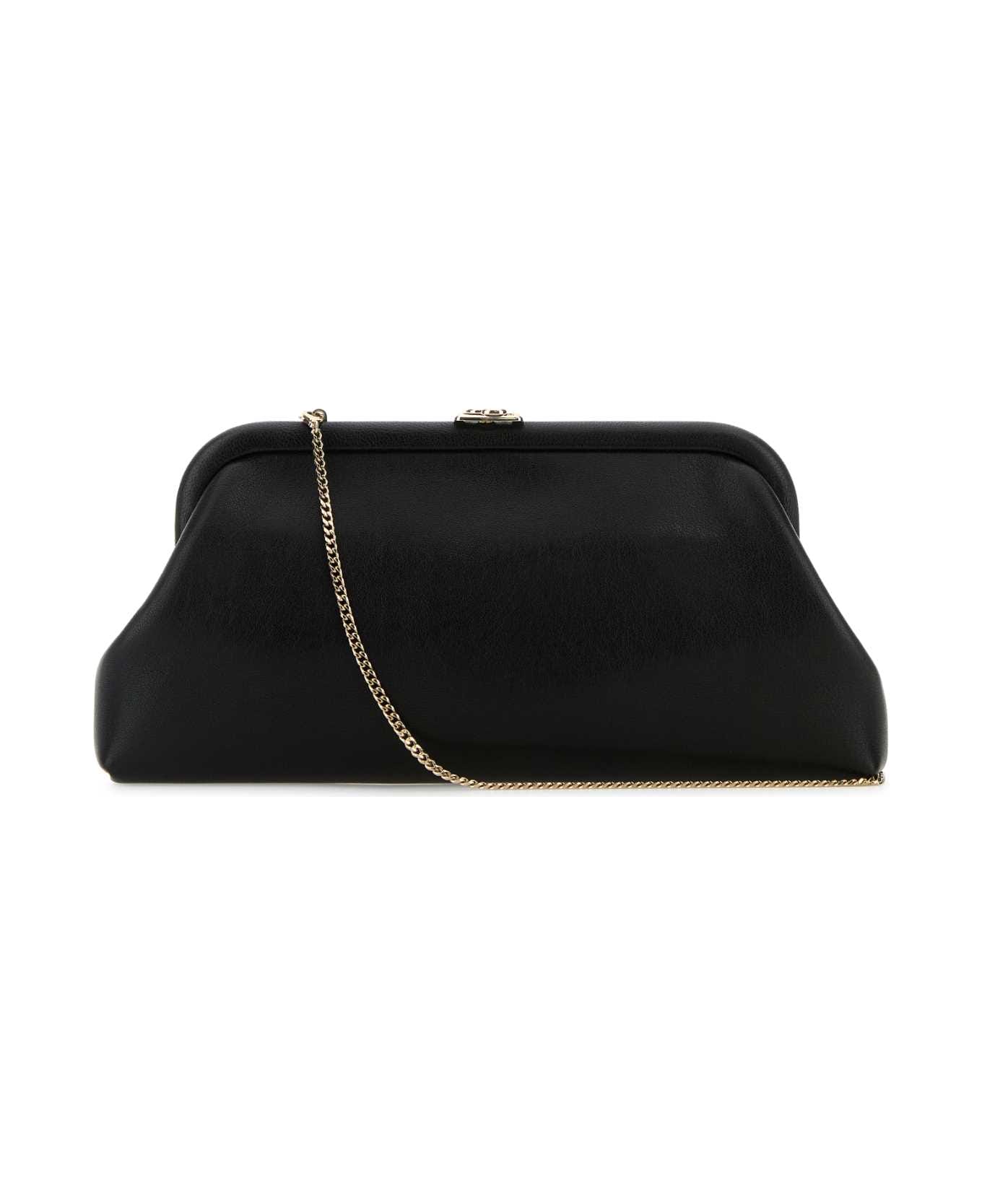 Jimmy Choo Black Leather Skylar Clutch - BLACKLIGHTGOLD
