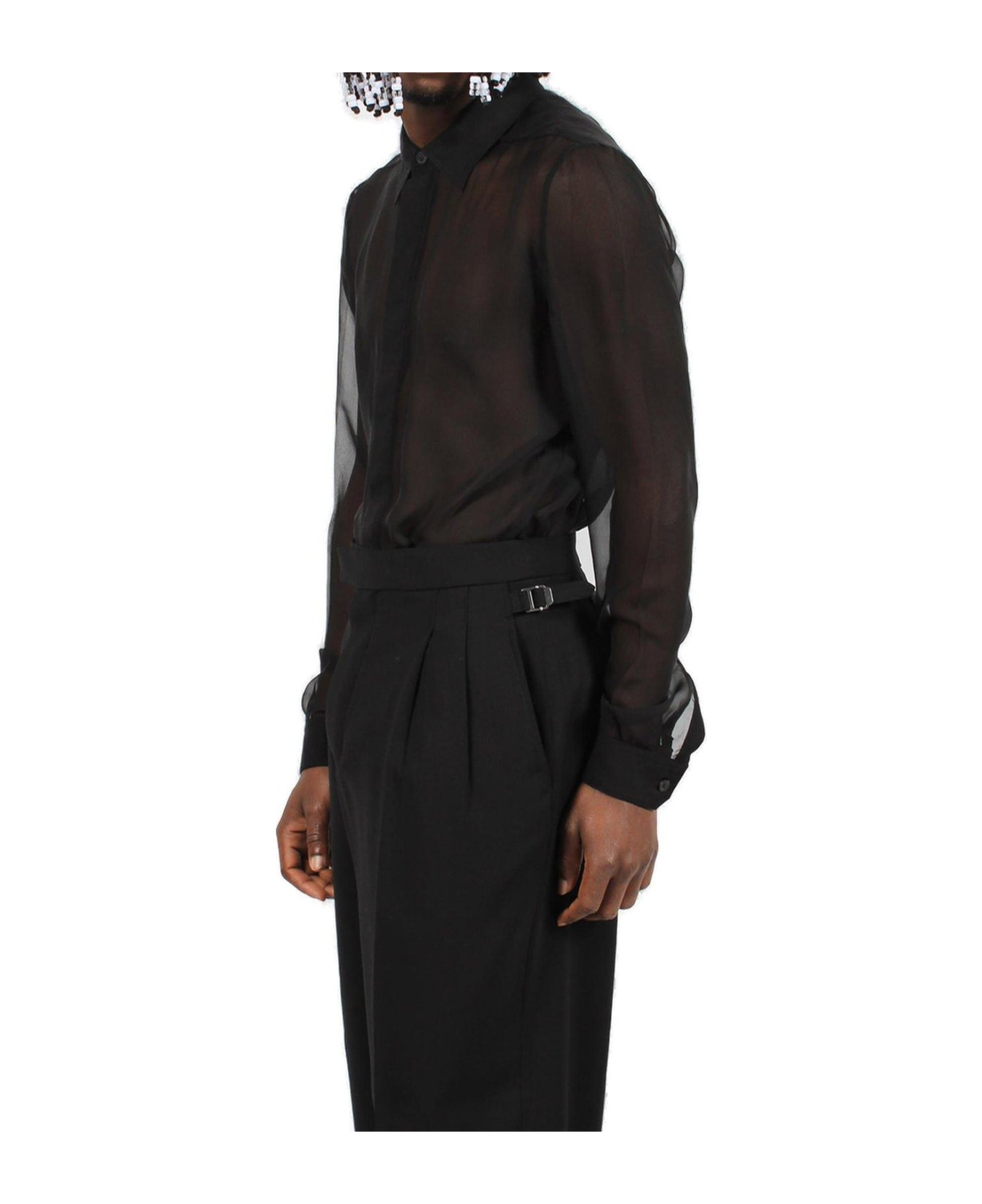 Rick Owens Long-sleeved Sheer Shirt - BLACK